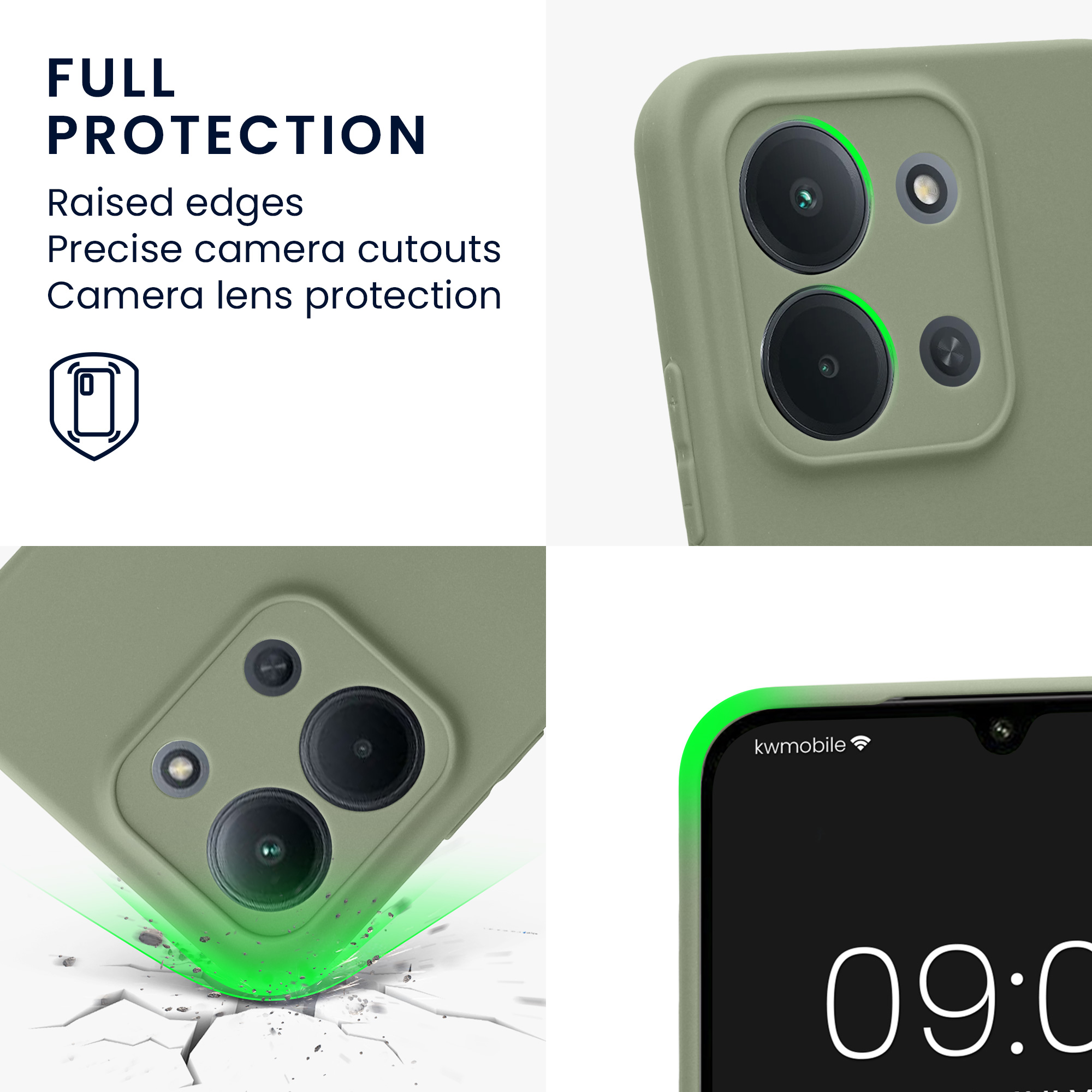 Kryt Xiaomi Redmi 15C silikonový TPU šedozelená kwmobile