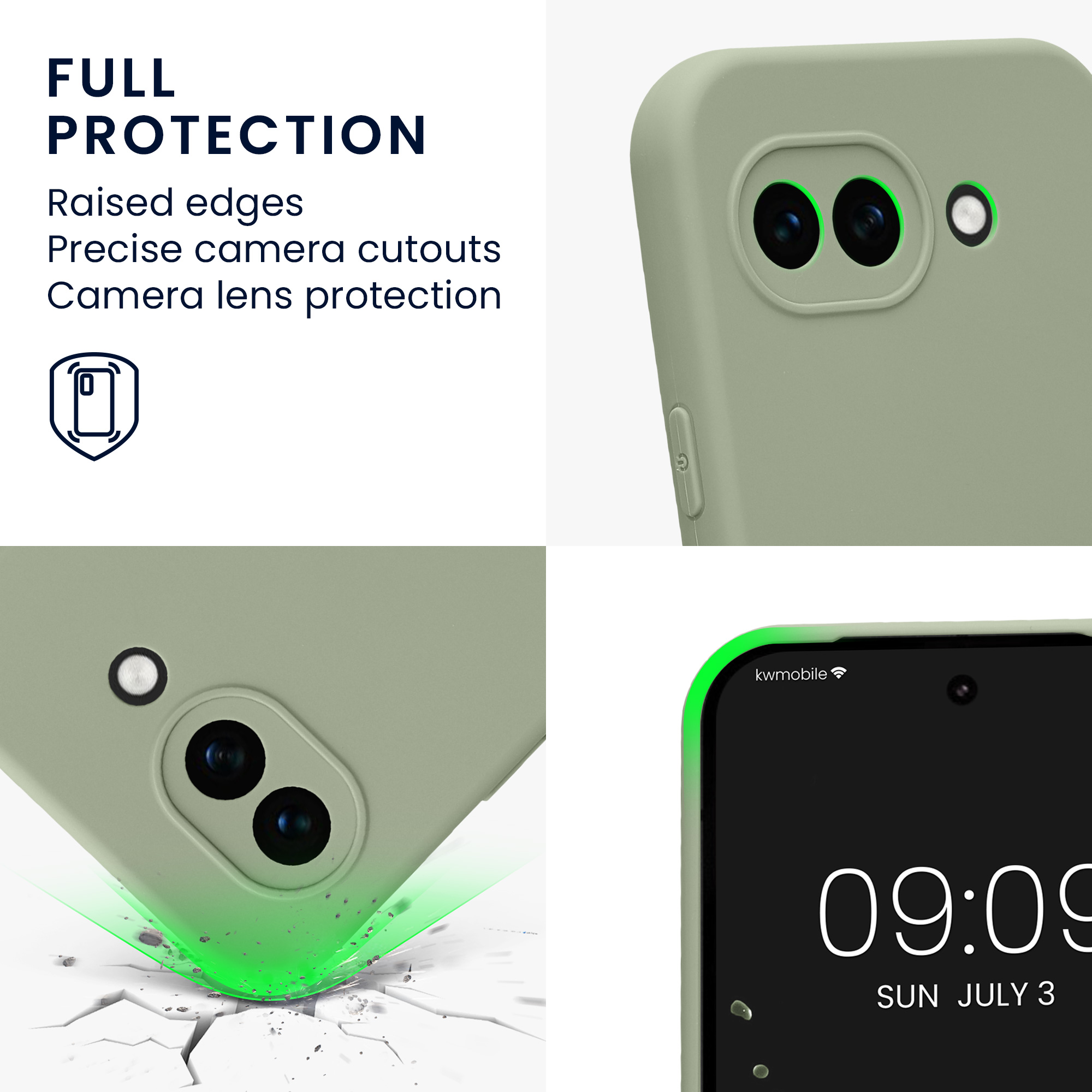 Pouzdro pro Google Pixel 10a kwmobile tenké TPU - šedozelená
