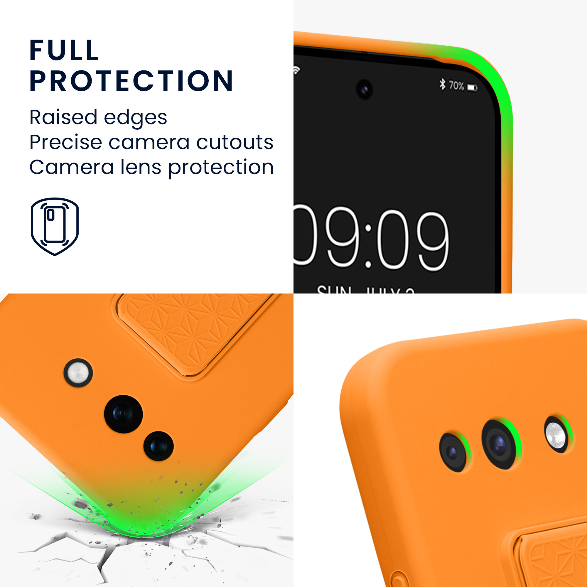 Pouzdro pro Google Pixel 10a kwmobile se stojánkem s poutkem silikonové - ovocná oranžová