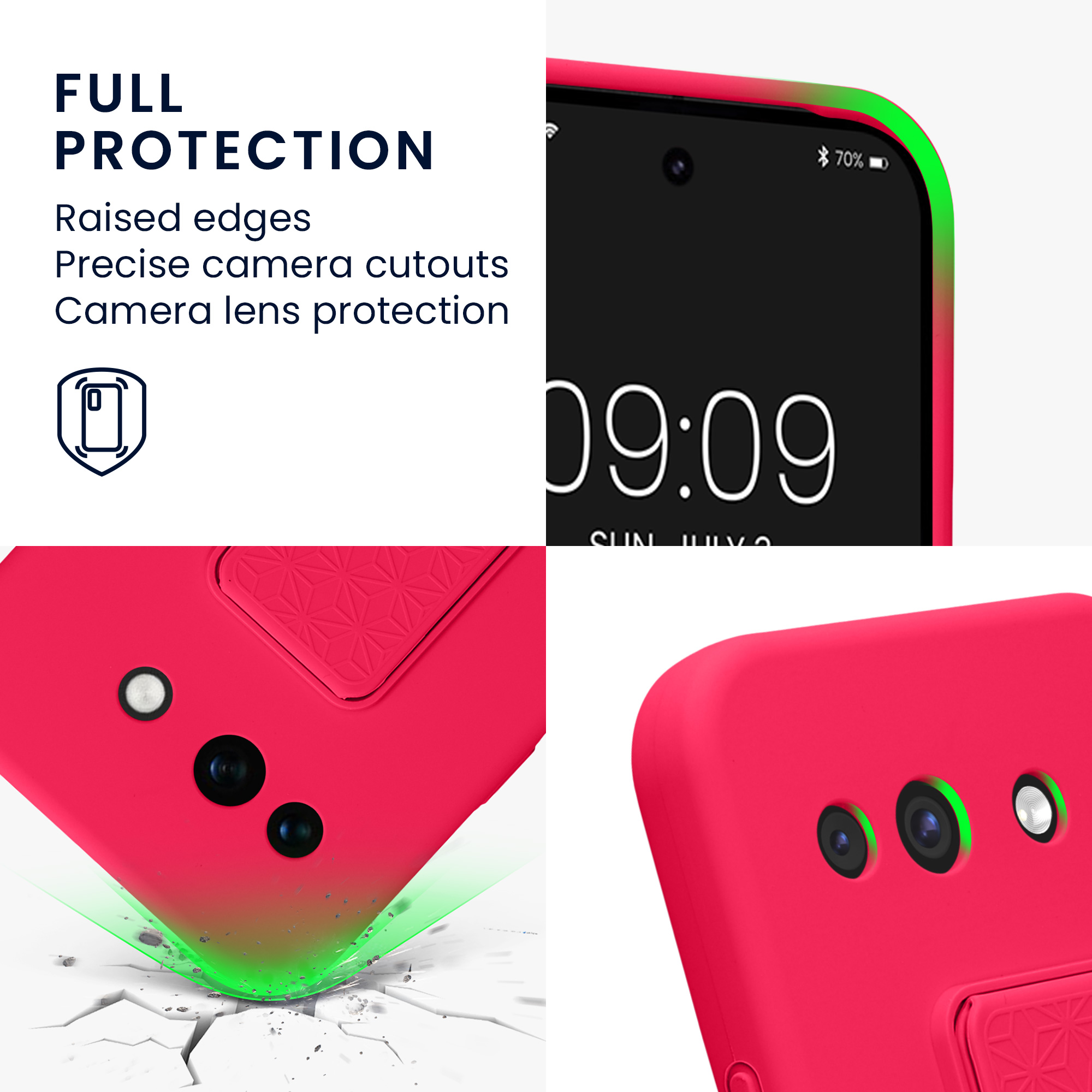 Pouzdro pro Google Pixel 10a kwmobile se stojánkem s poutkem silikonové - neonově růžová
