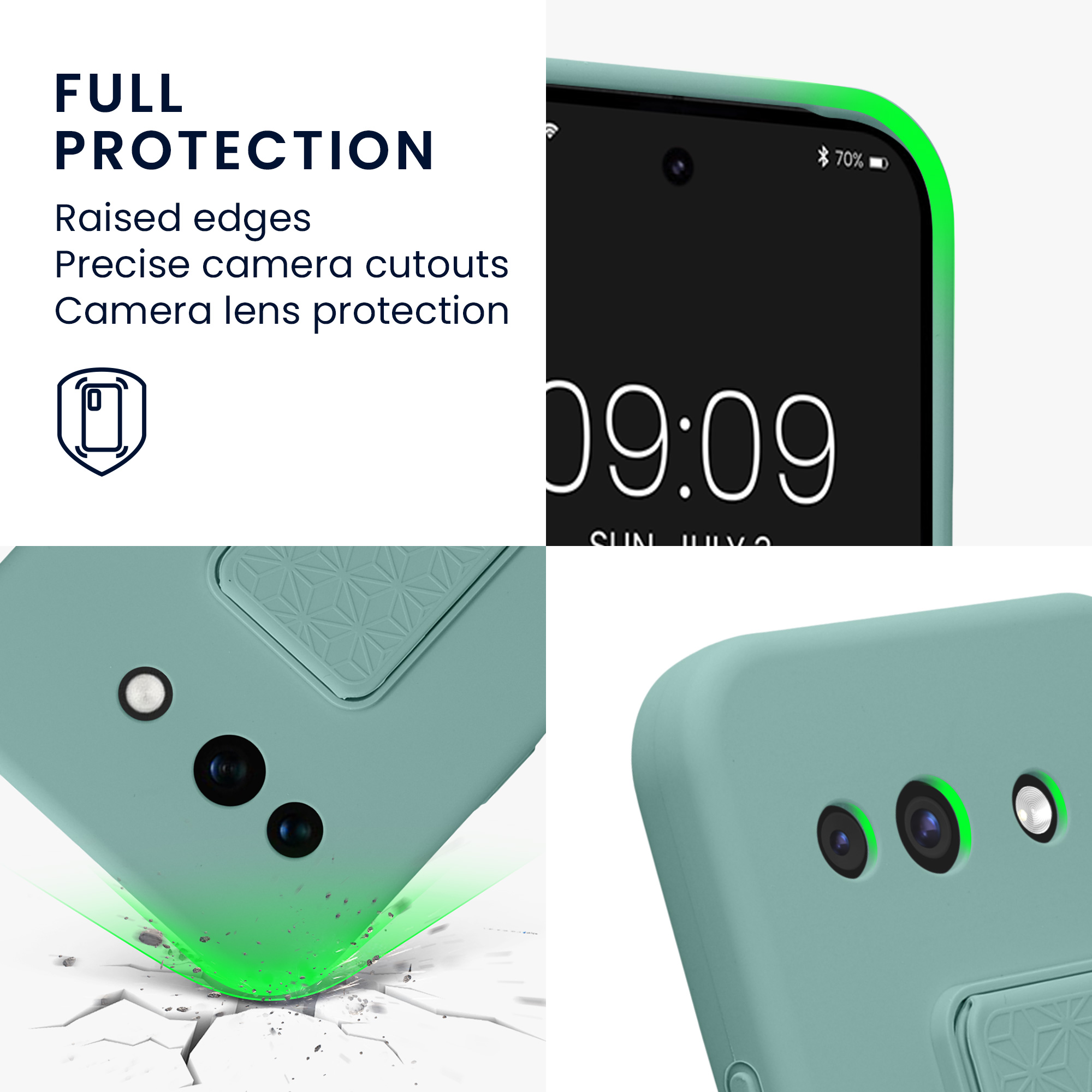 Pouzdro pro Google Pixel 10a kwmobile se stojánkem s poutkem silikonové - mátová