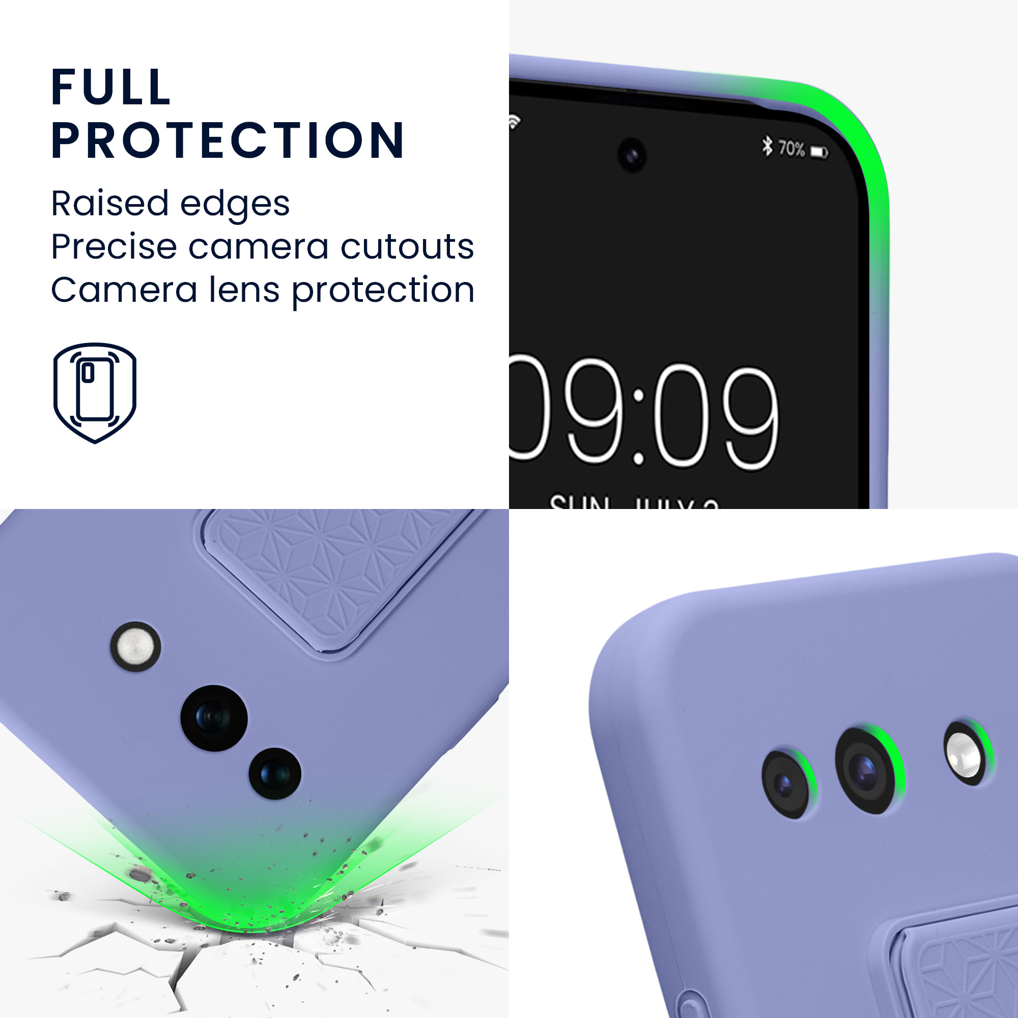Pouzdro pro Google Pixel 10a kwmobile se stojánkem s poutkem silikonové - levandulová