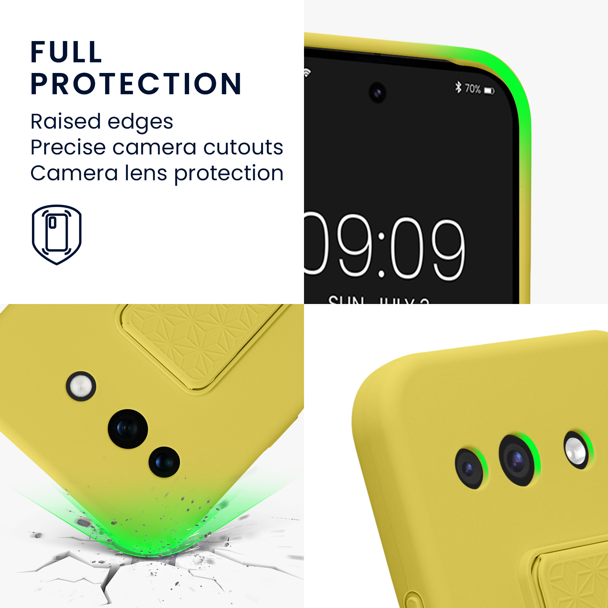 Pouzdro pro Google Pixel 10a kwmobile se stojánkem s poutkem silikonové - zářivě žlutá