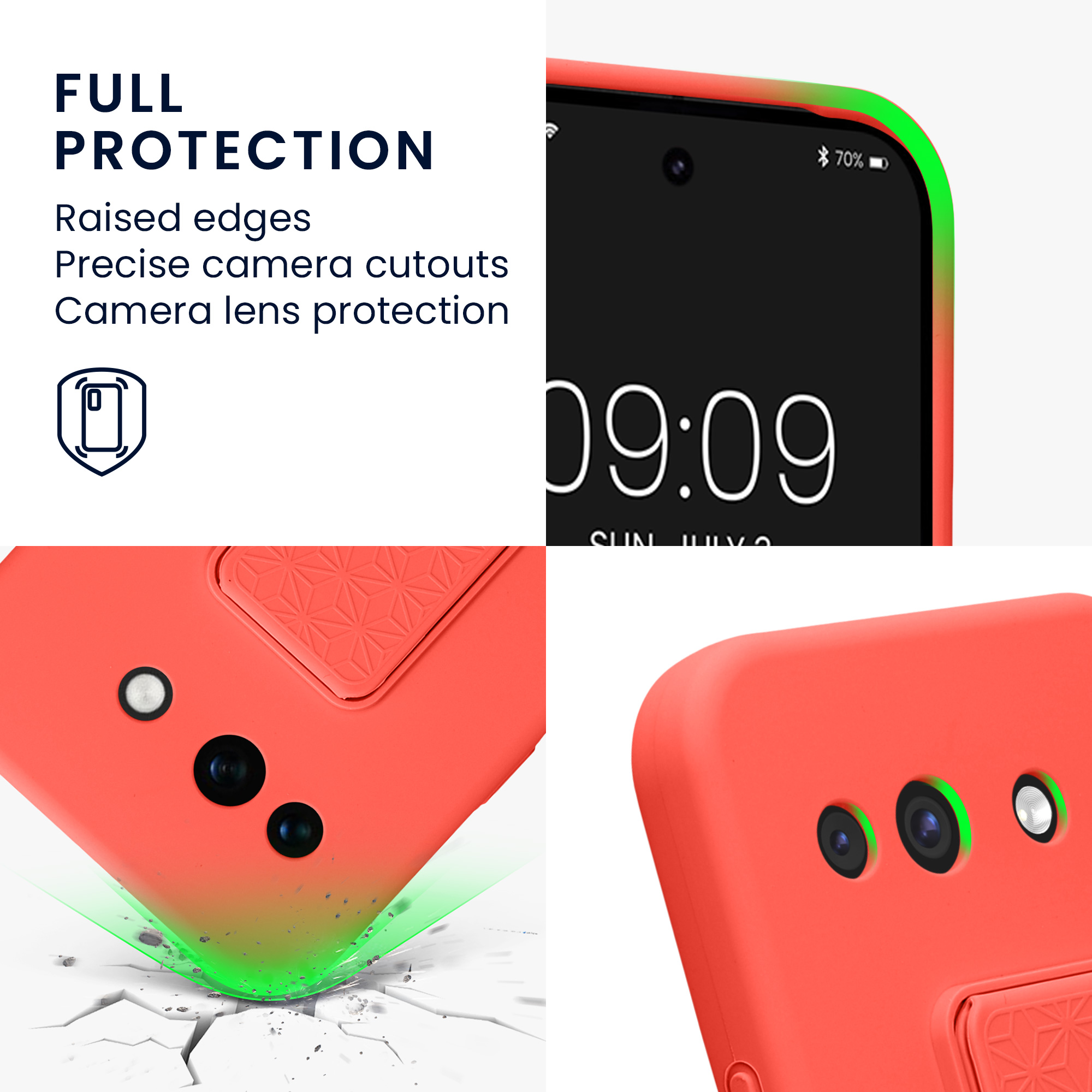 Pouzdro pro Google Pixel 10a kwmobile se stojánkem s poutkem silikonové - korálová