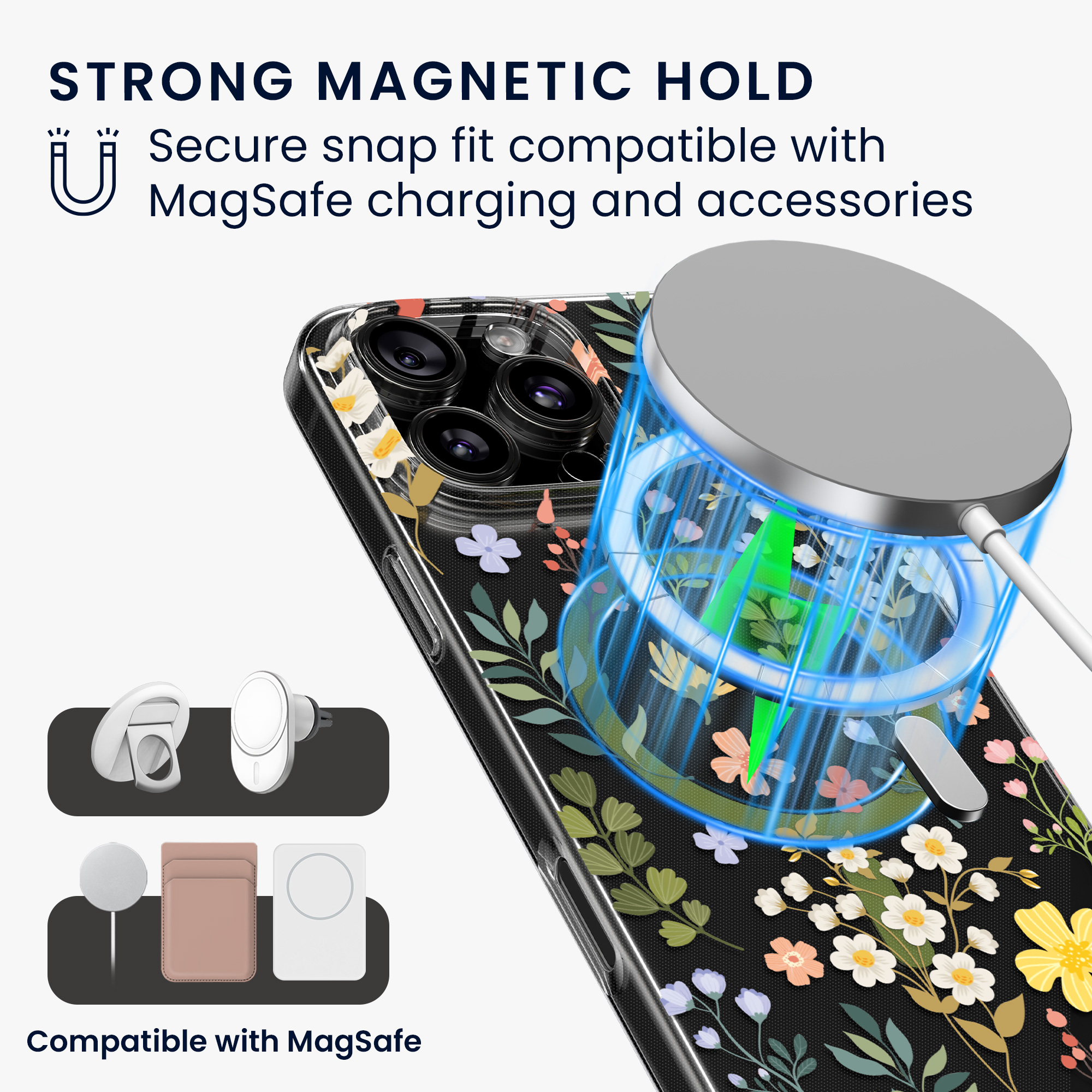 Čiré pouzdro na telefon pro Apple iPhone 16 Pro Max kwmobile MagSafe TPU - motiv okouzlující květiny