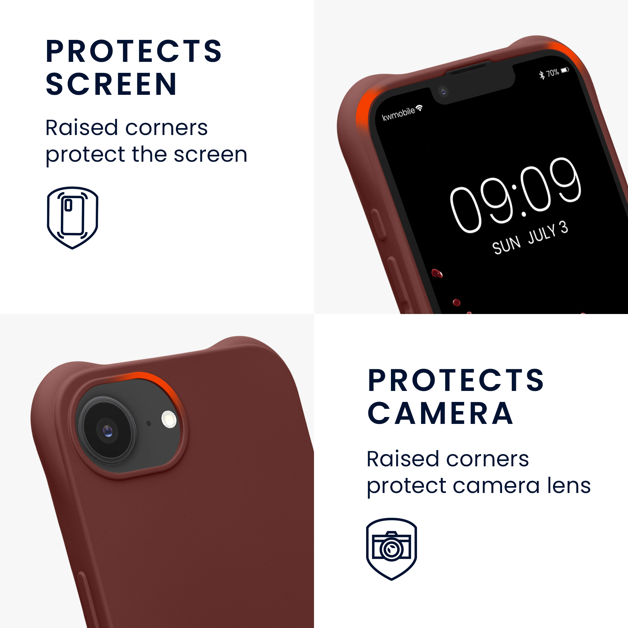 Matné TPU silikonové pouzdro s popruhem pro Apple iPhone 17e / iPhone 16e, uchycení ve 2 bodech kwmobile ‑ vínově fialová