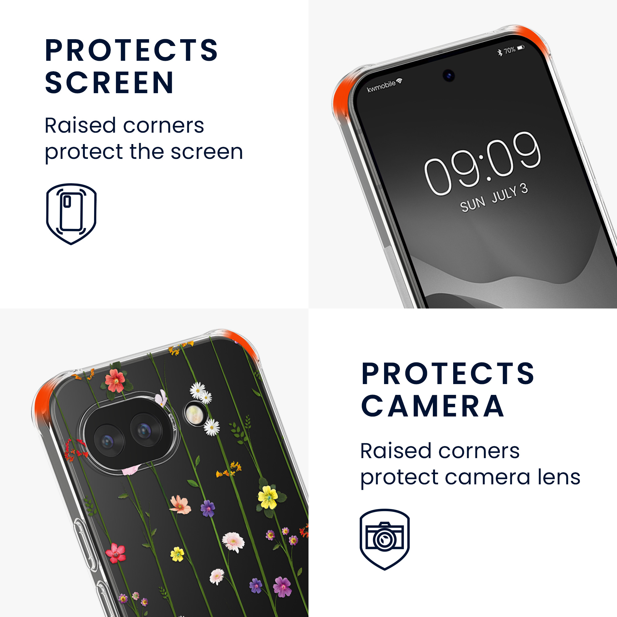 Pouzdro s popruhem (crossbody) pro Google Pixel 10a kwmobile - motiv popínavé polní květiny více barev / transparentní