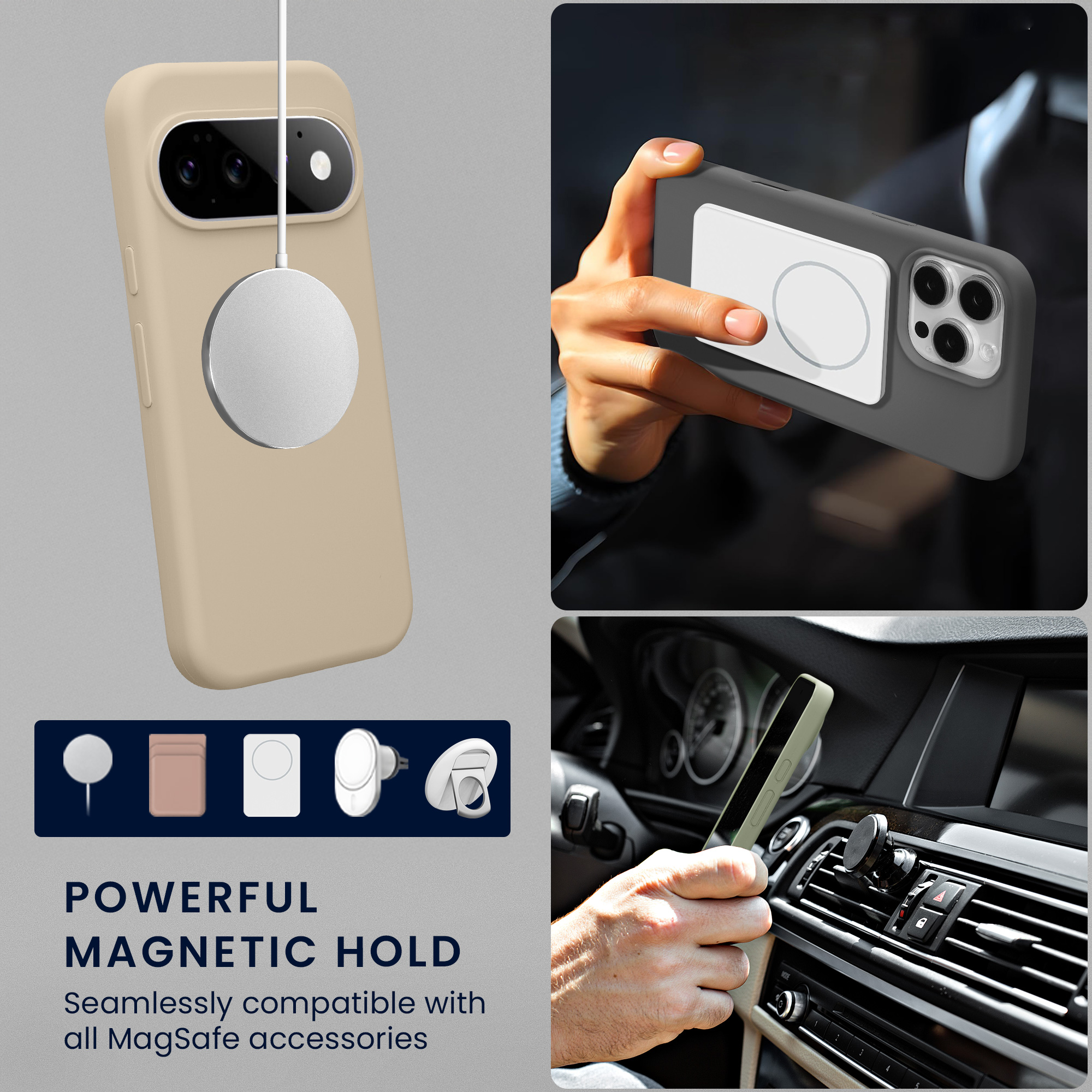 TPU silikonové pouzdro pro Google Pixel 11 / Pixel 11 Pro kwmobile MagSafe - matná krémová