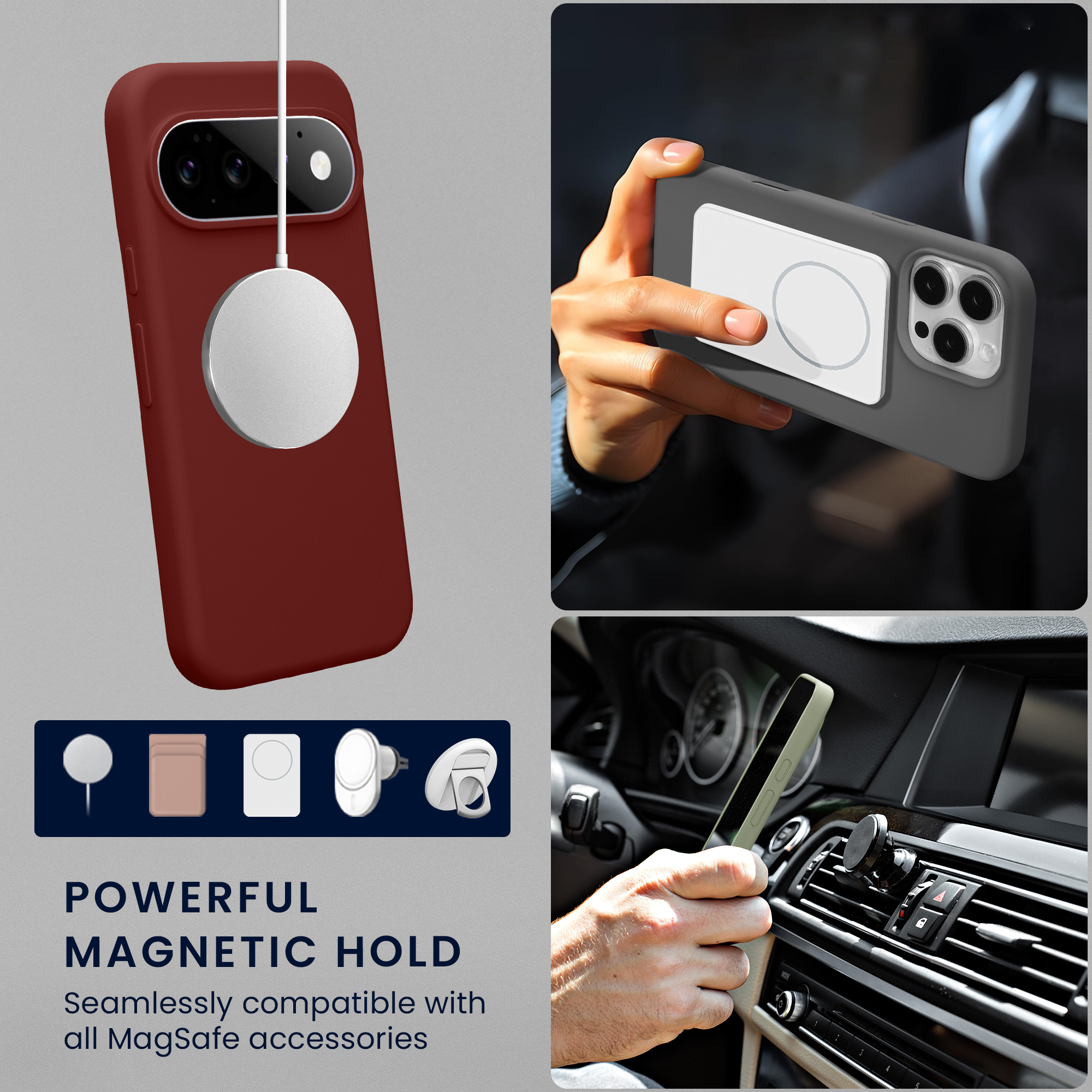 TPU silikonové pouzdro pro Google Pixel 11 / Pixel 11 Pro kwmobile MagSafe - hnědočervená