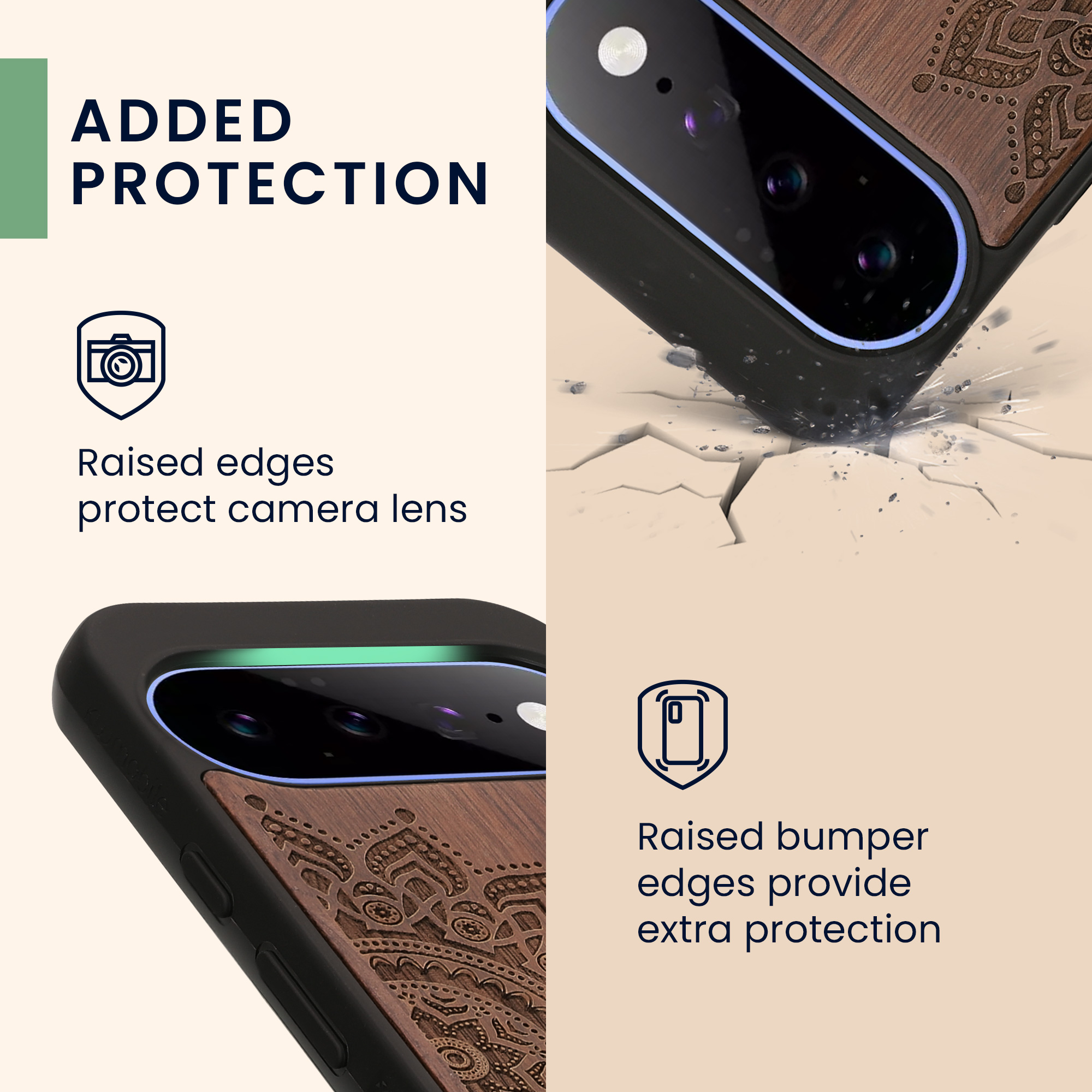 Dřevěné pouzdro pro Google Pixel 11 kwmobile - tvrdý obal v tmavě hnědé barvě