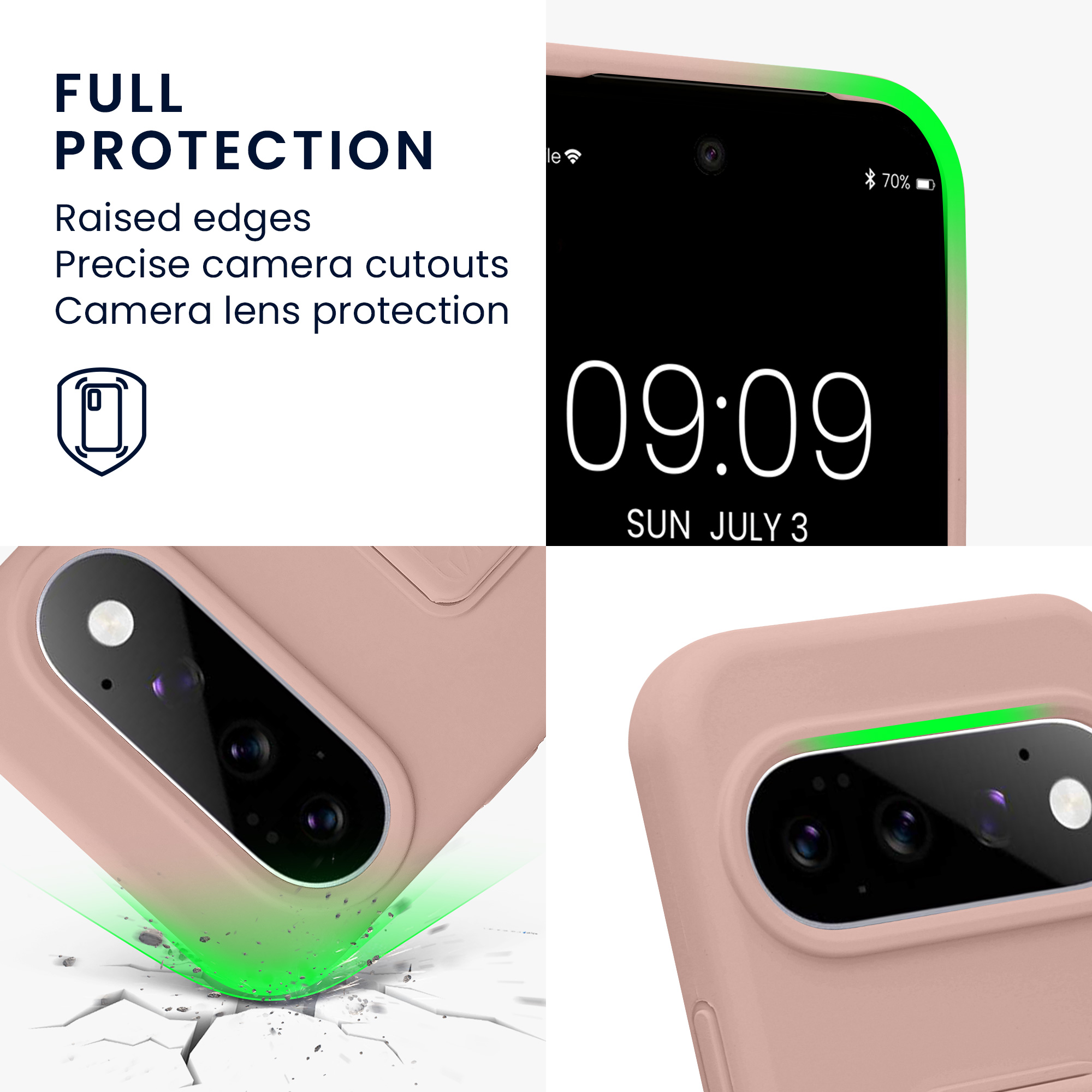 Pouzdro pro Google Pixel 11 kwmobile se stojánkem s poutkem silikonové - starorůžová