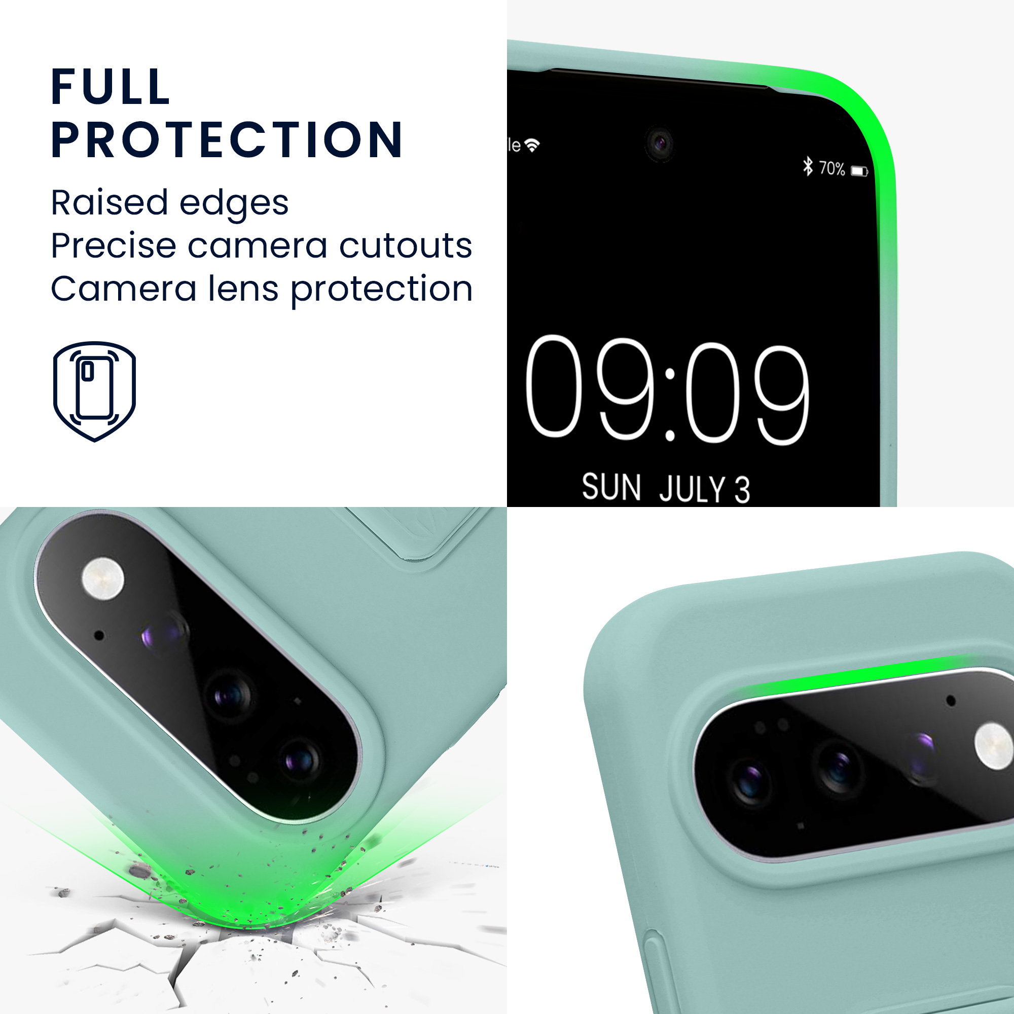 Pouzdro pro Google Pixel 11 kwmobile se stojánkem s poutkem silikonové - mátová