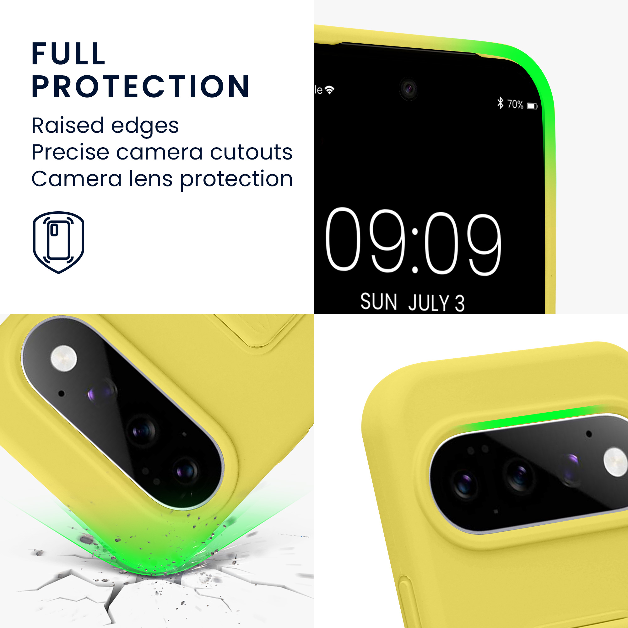 Pouzdro pro Google Pixel 11 kwmobile se stojánkem s poutkem silikonové - zářivě žlutá