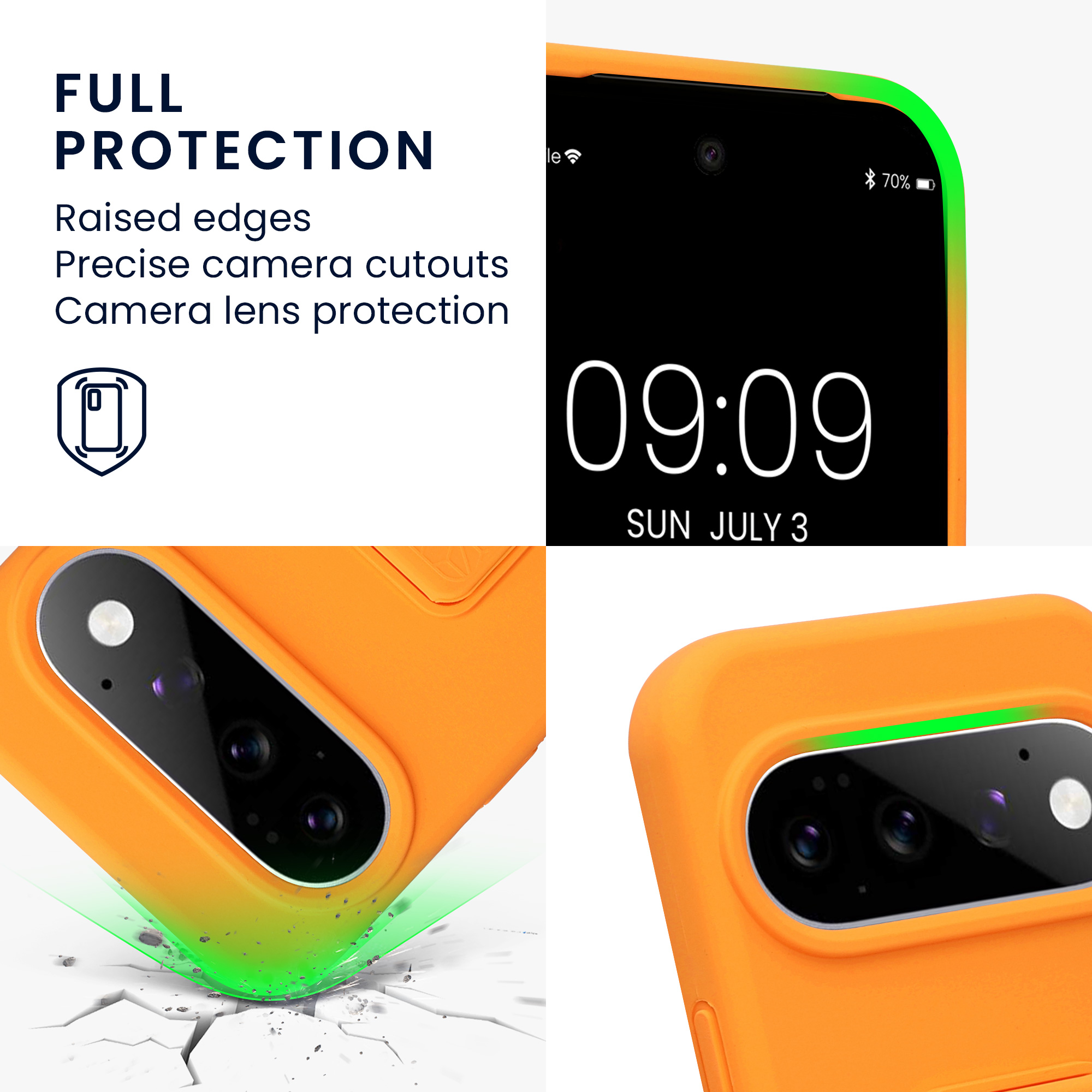 Pouzdro pro Google Pixel 11 kwmobile se stojánkem s poutkem silikonové - ovocná oranžová