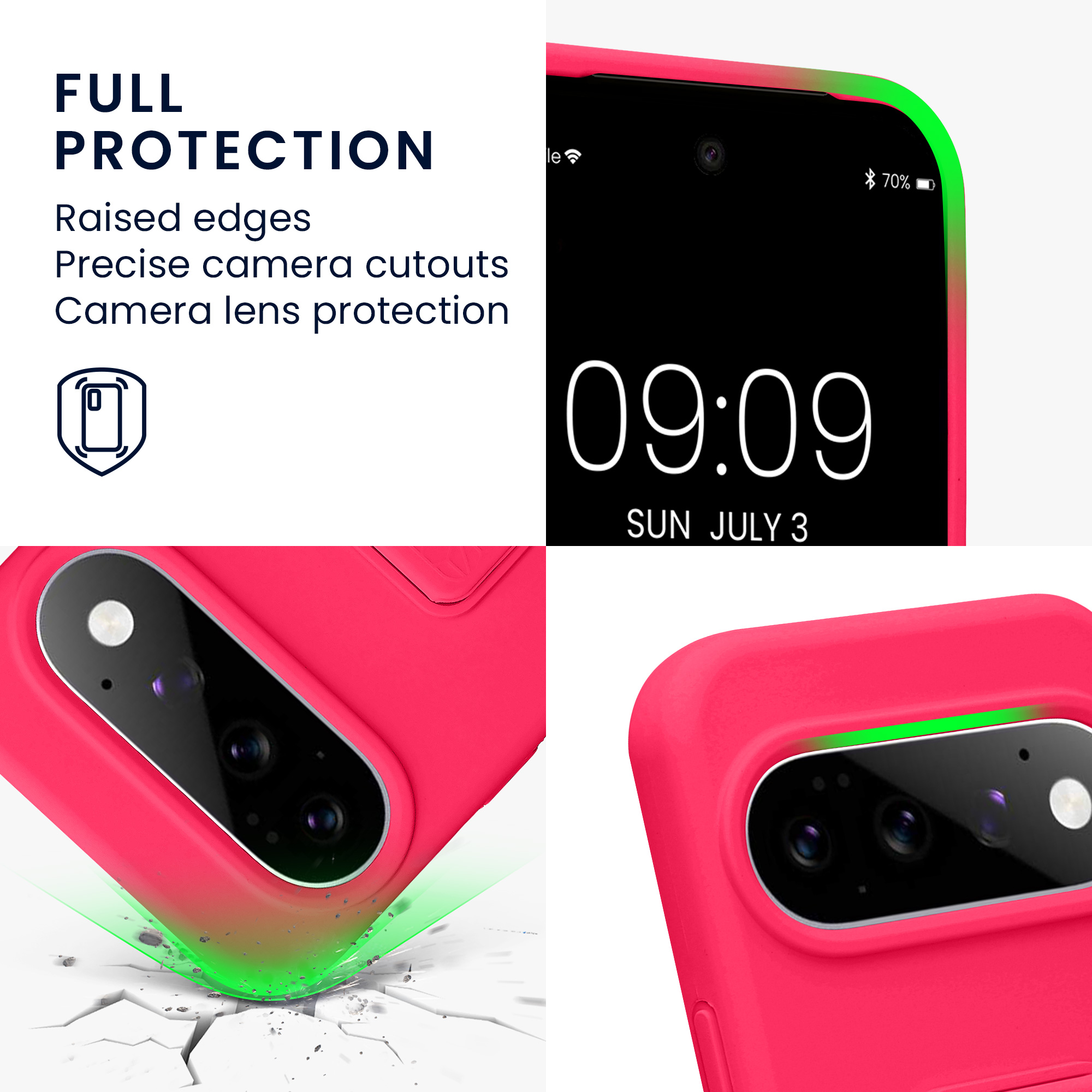 Pouzdro pro Google Pixel 11 kwmobile se stojánkem s poutkem silikonové - neonově růžová