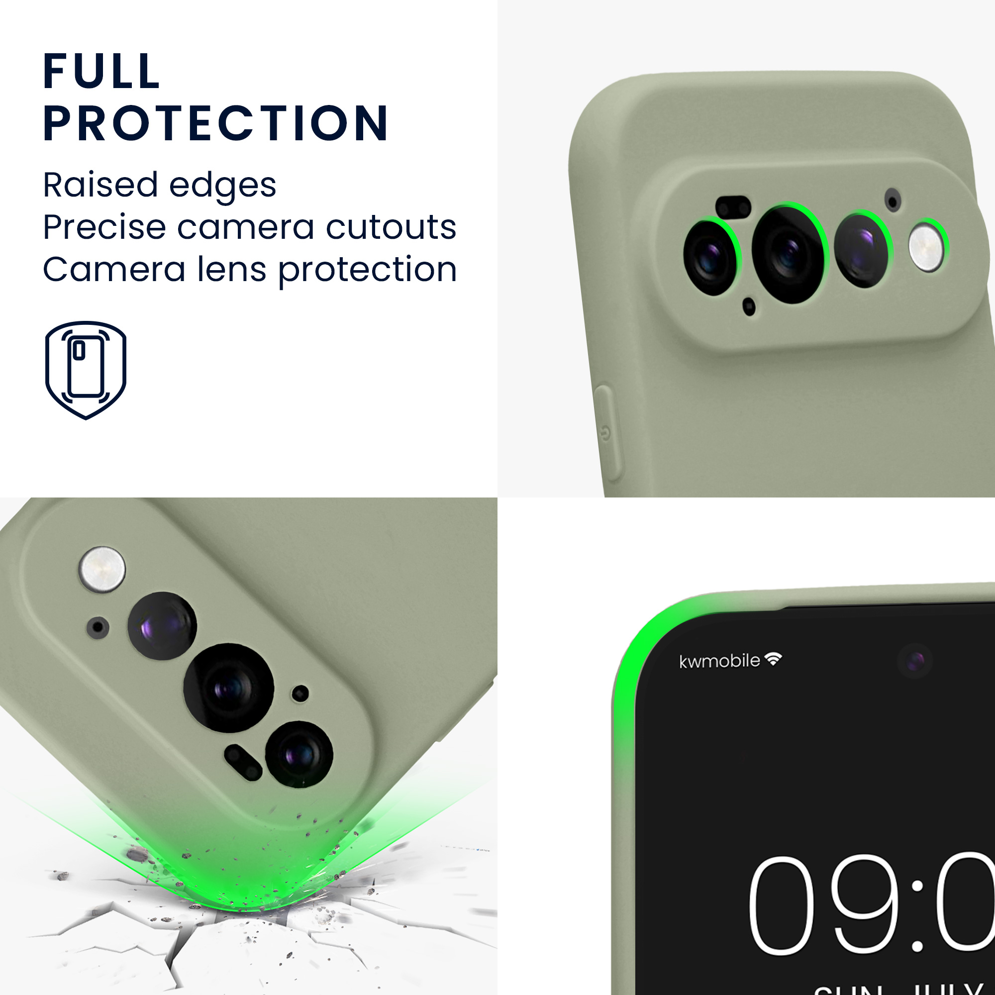 Pouzdro pro Google Pixel 11 Pro kwmobile tenké TPU - šedozelená