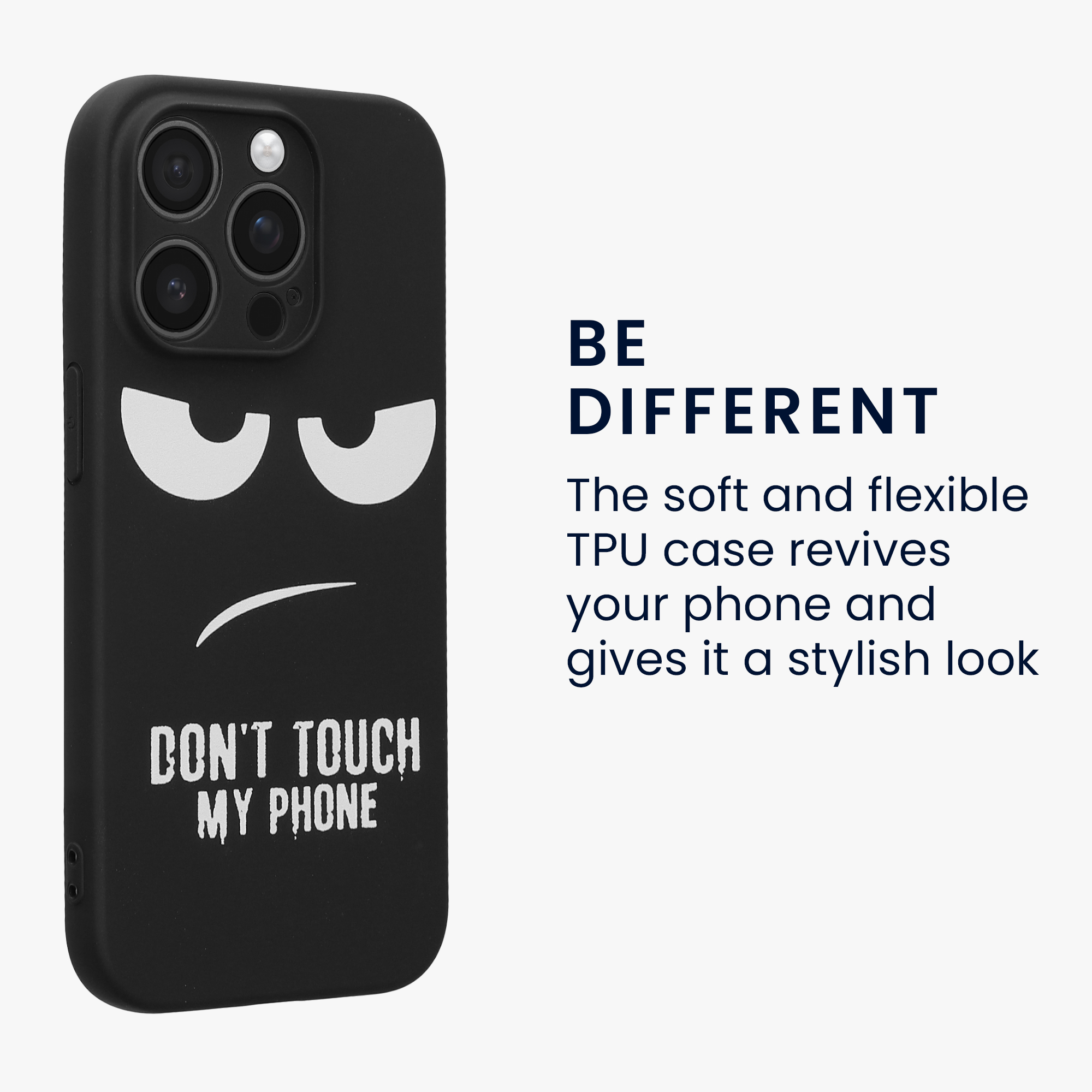 TPU silikonové pouzdro pro Apple iPhone 14 Pro kwmobile - bílá „nesahej na můj telefon“ / černá