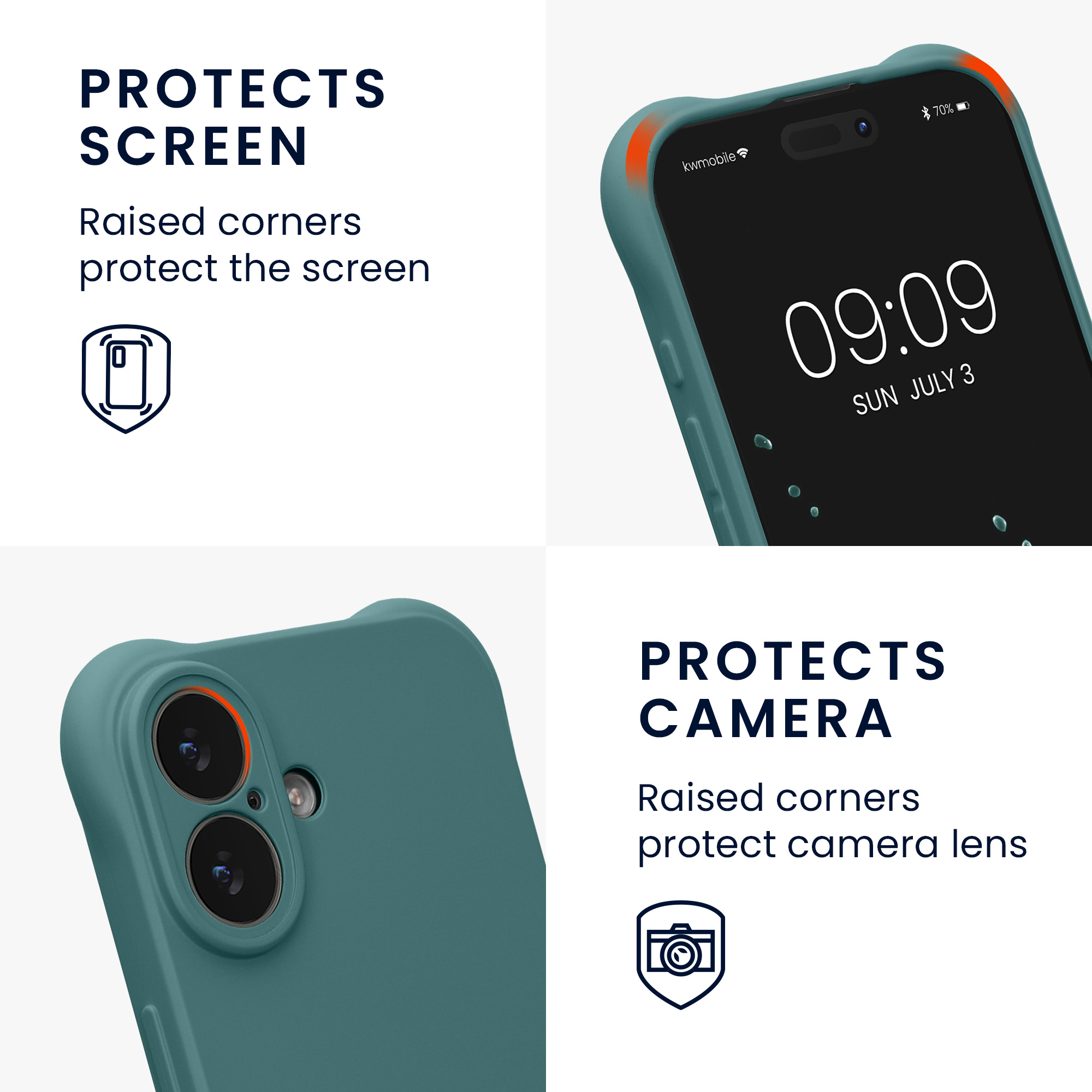 Pouzdro s popruhem (crossbody) pro Apple iPhone 17 kwmobile silikonové - petrolejová