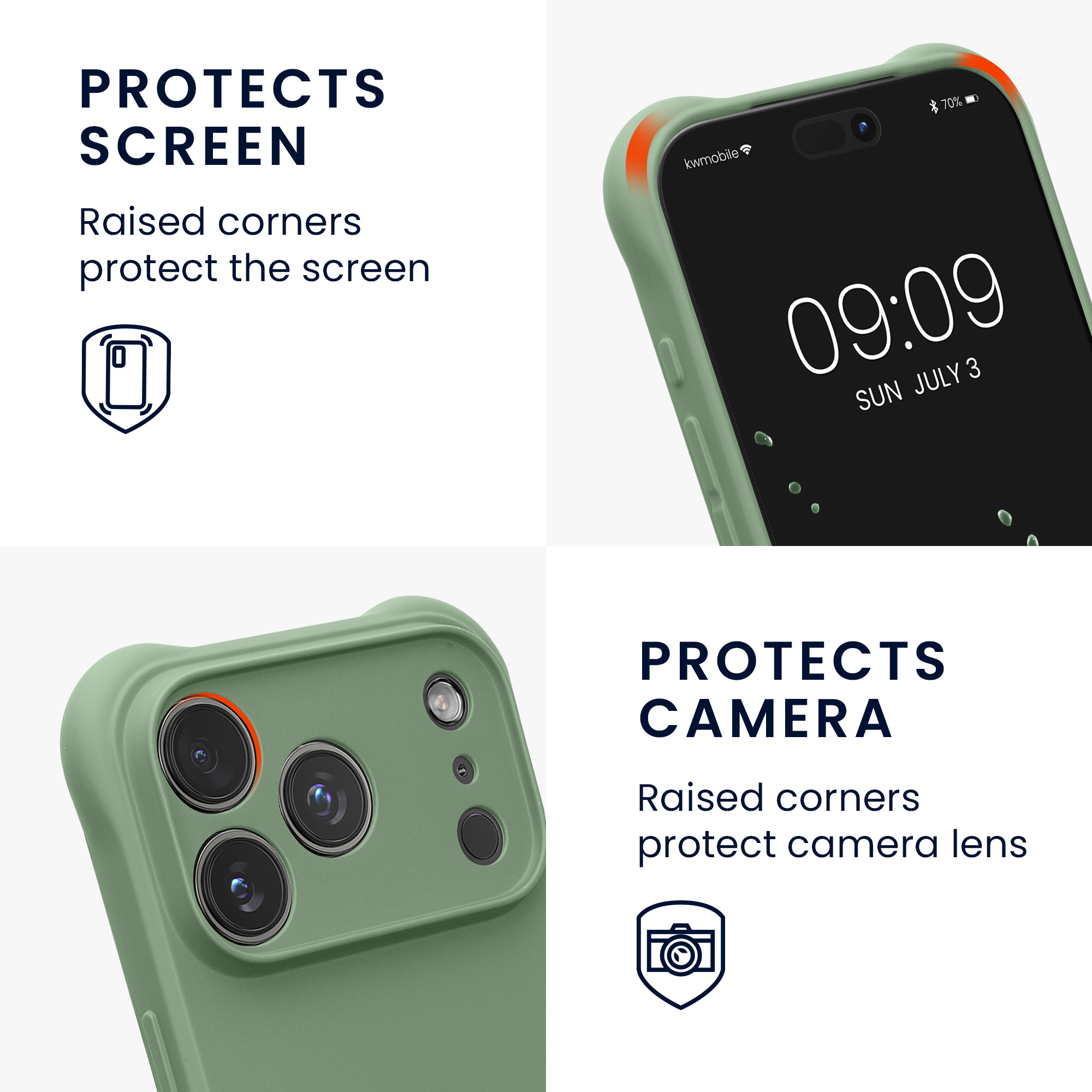 Pouzdro s popruhem (crossbody) pro Apple iPhone 18 Pro / iPhone 17 Pro kwmobile silikonové - šedozelená