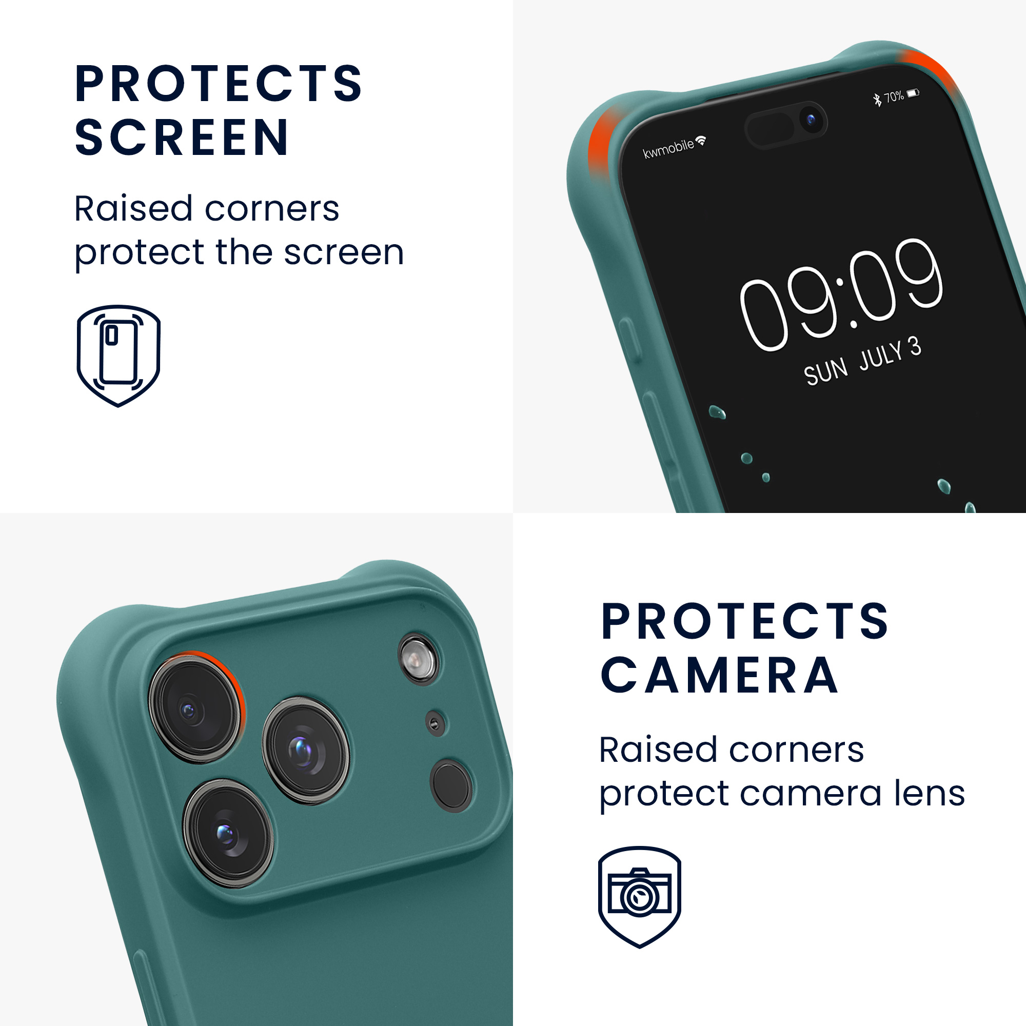 Pouzdro s popruhem (crossbody) pro Apple iPhone 18 Pro / iPhone 17 Pro kwmobile silikonové - petrolejová