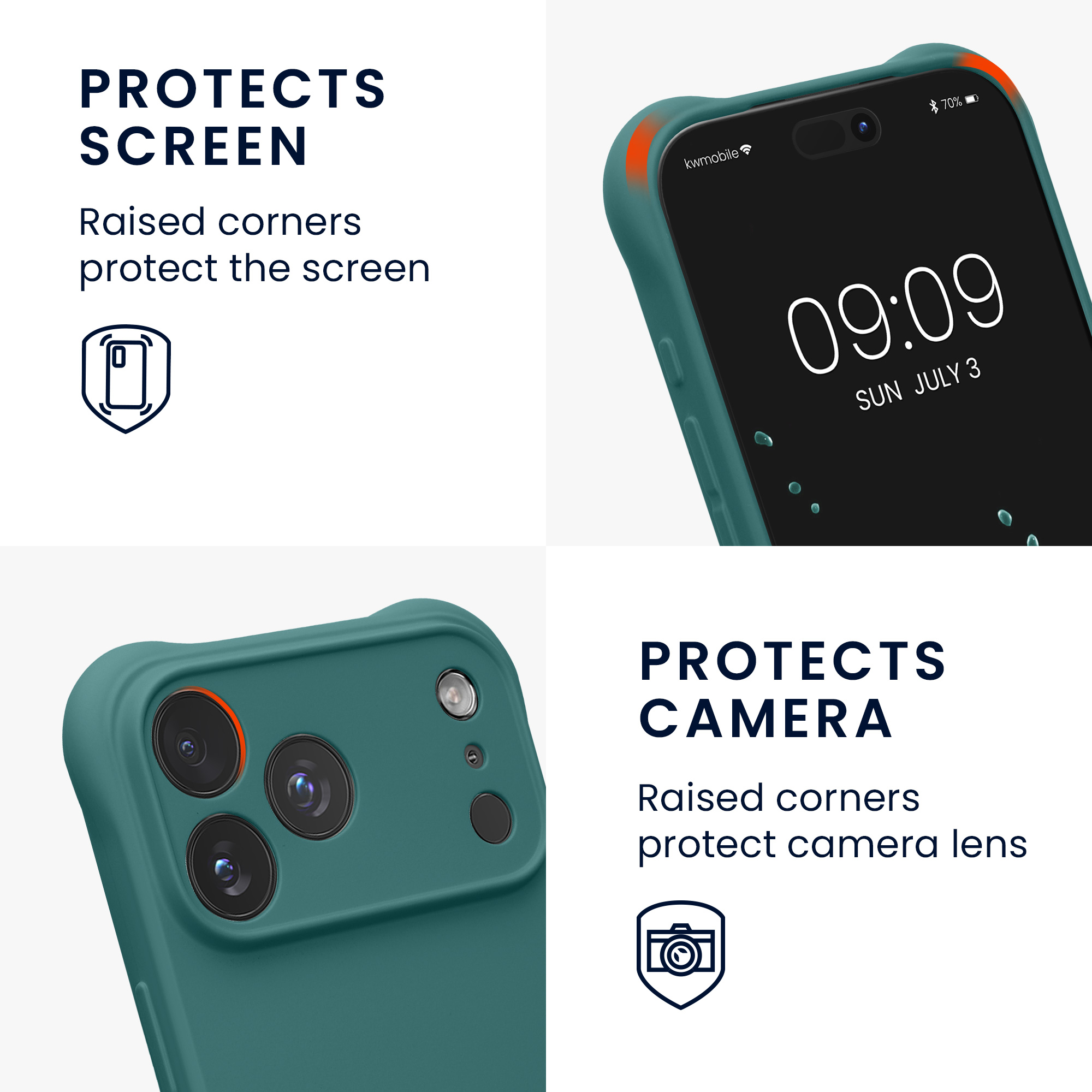 Pouzdro s popruhem (crossbody) pro Apple iPhone 18 Pro Max / iPhone 17 Pro Max kwmobile silikonové - petrolejová