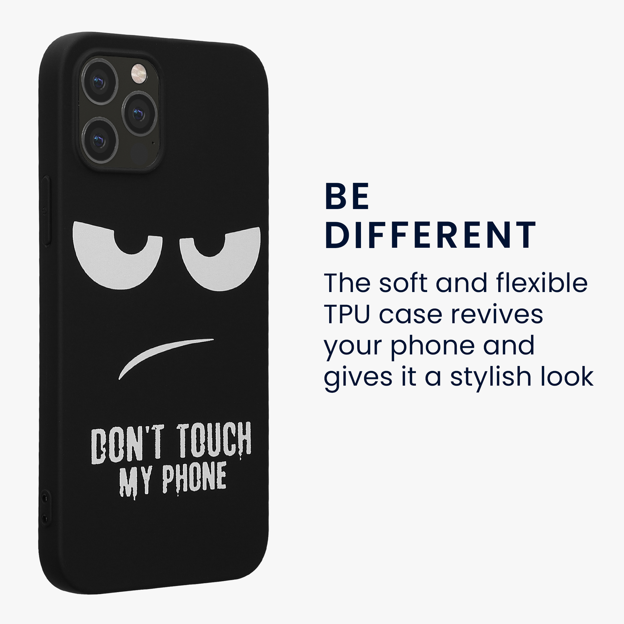 TPU silikonový kryt pro Apple iPhone 12 / iPhone 12 Pro, měkký a protiskluzový kwmobile ‑ „nesahej na můj telefon“, bílá / černá