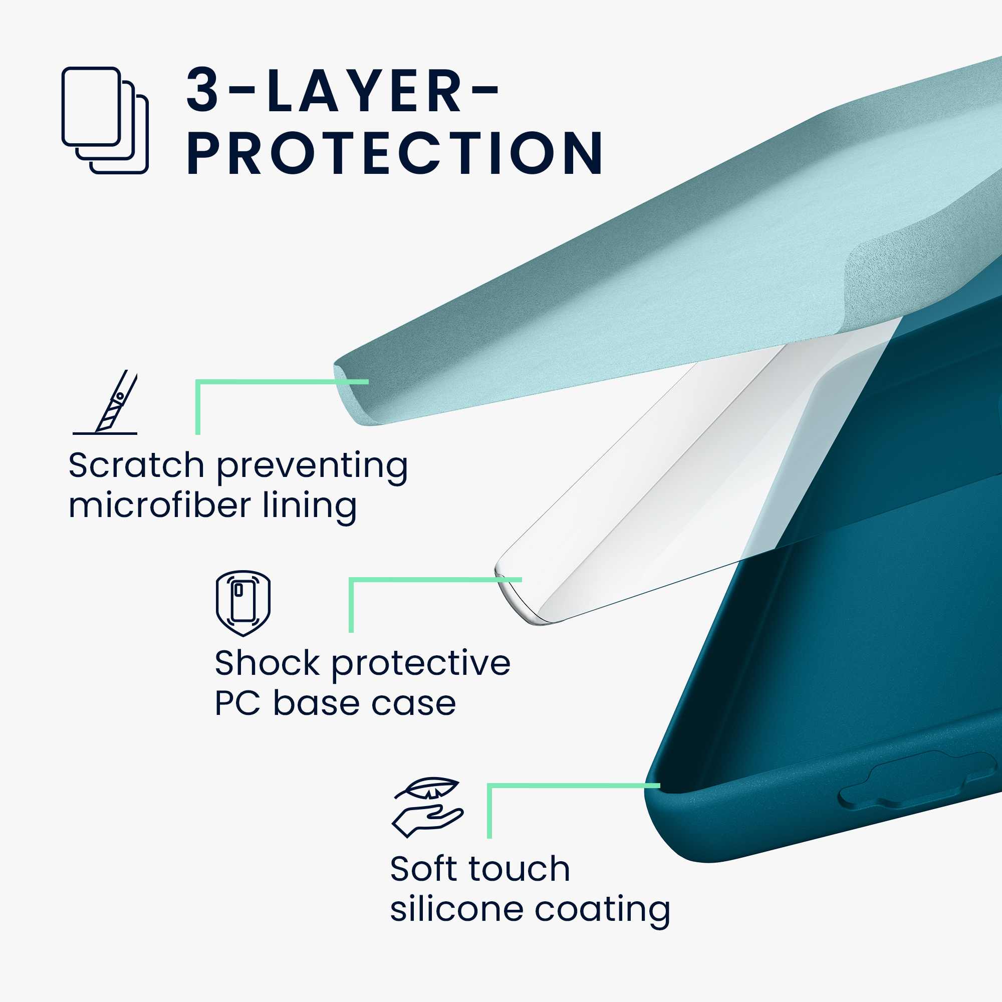 Matný silikonový kryt pro Samsung Galaxy S24, nárazuvzdorný, pro bezdrátové nabíjení kwmobile ‑ matná petrolejová