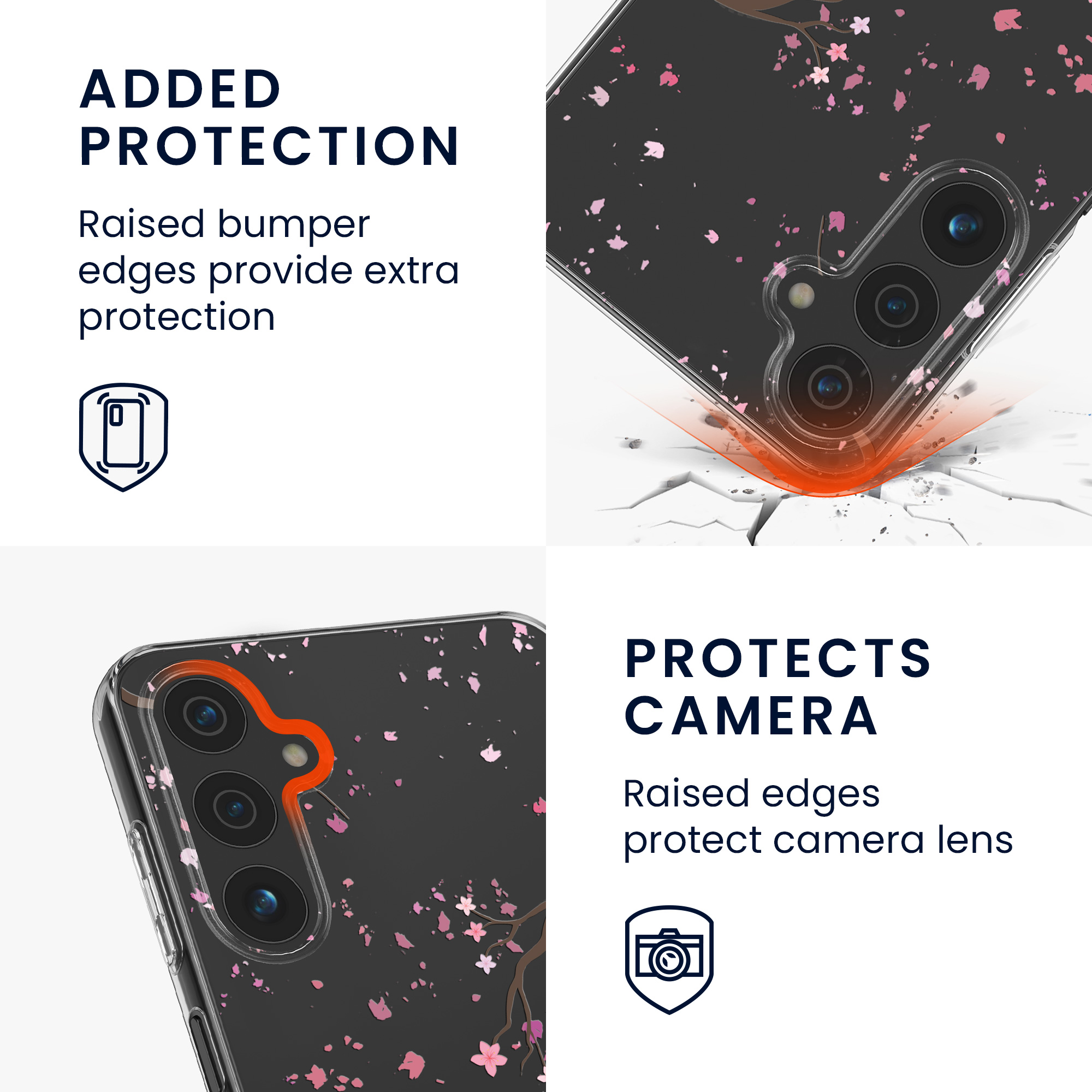 Kryt na mobil Samsung Galaxy A15 5G kwmobile motiv Cherry Blossoms Cherry Blossoms - růžová / tmavě hnědá / transparentní