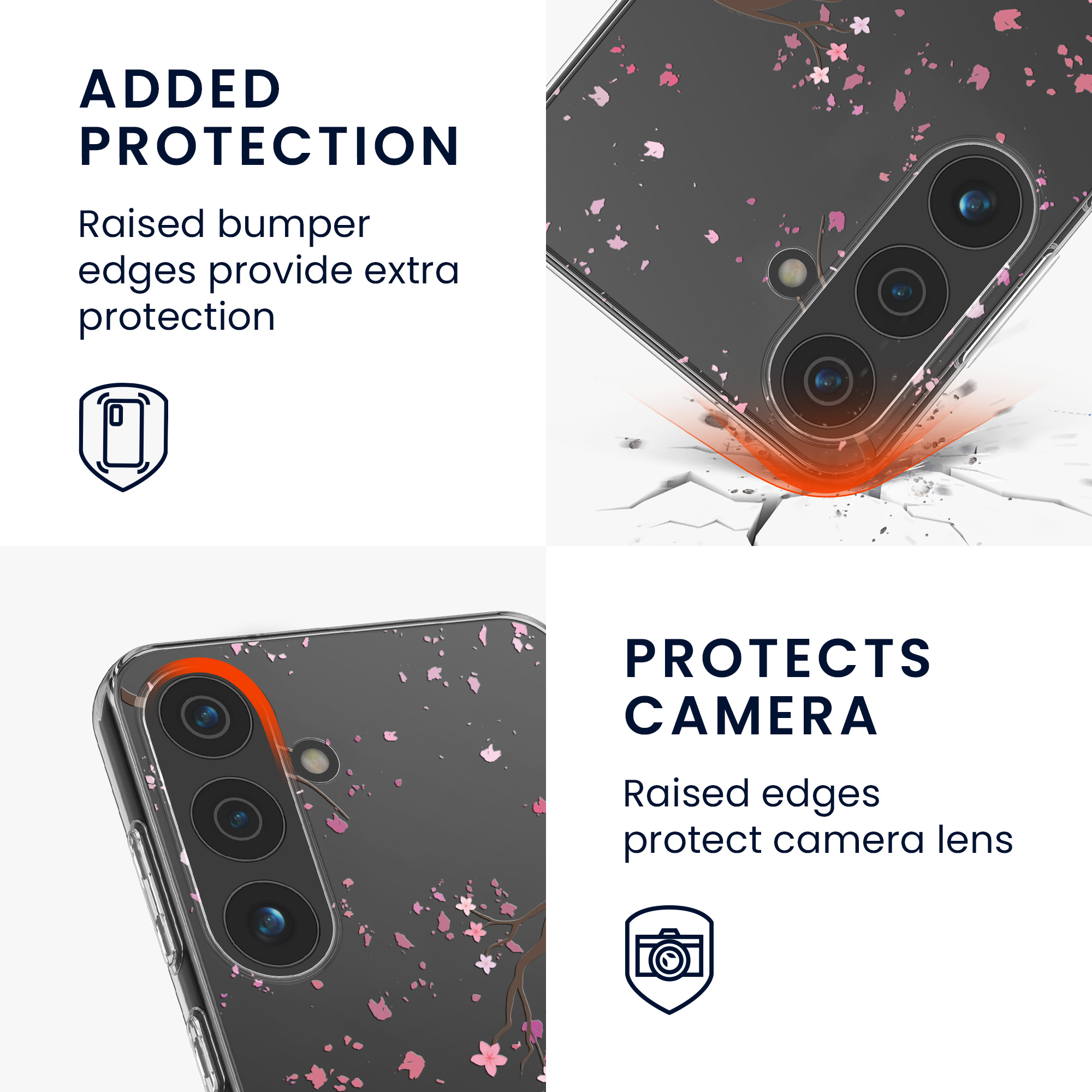 Lesklý kryt na mobil Galaxy S24 kwmobile růžové třešňové květy / tmavě hnědá / transparentní