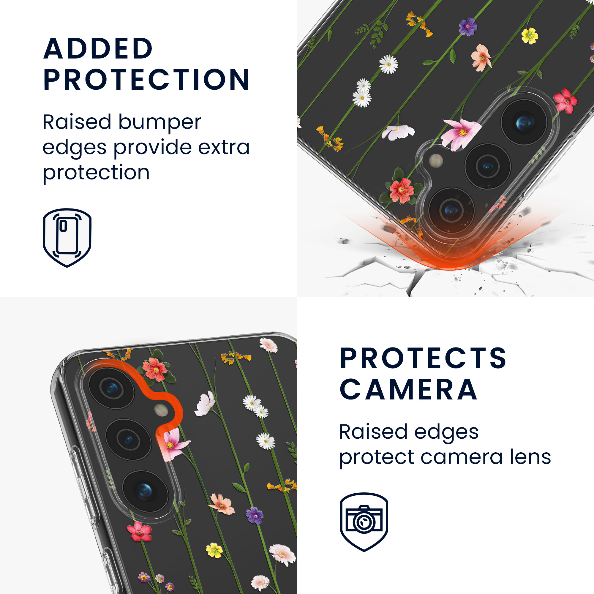 Průhledný kryt na mobil Samsung Galaxy A54 5G kwmobile motiv Wildflower Vines Wildflower Vines - vícebarevná / transparentní