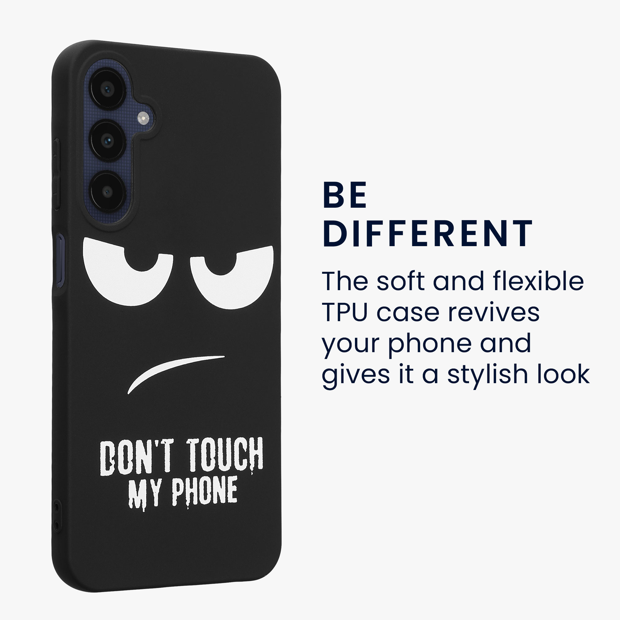 Kryt na mobil Samsung Galaxy A25 kwmobile motiv Don't Touch My Phone - White / Black