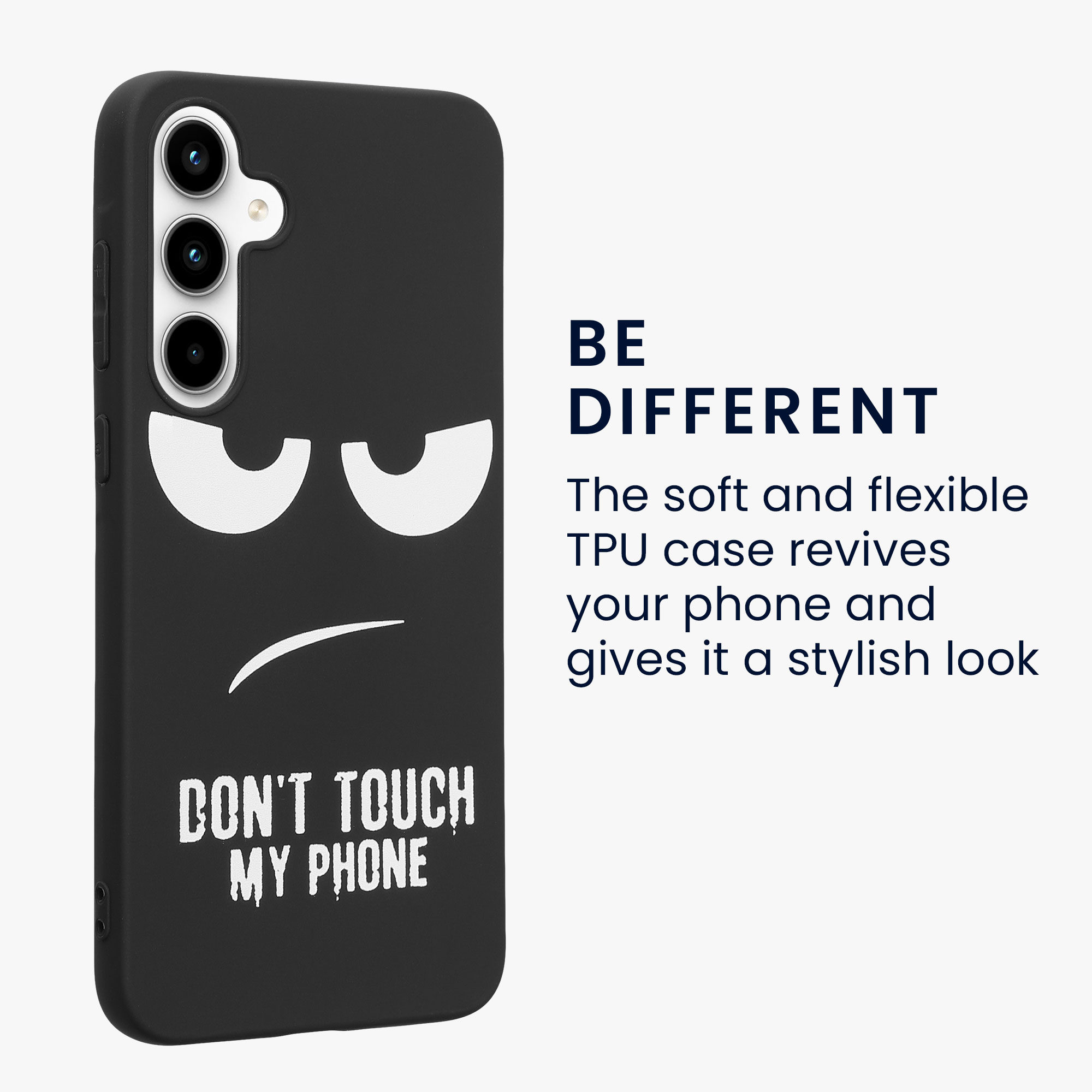 Kryt na mobil Samsung Galaxy A35 - kwmobile Motiv Don't Touch My Phone bílo-černý