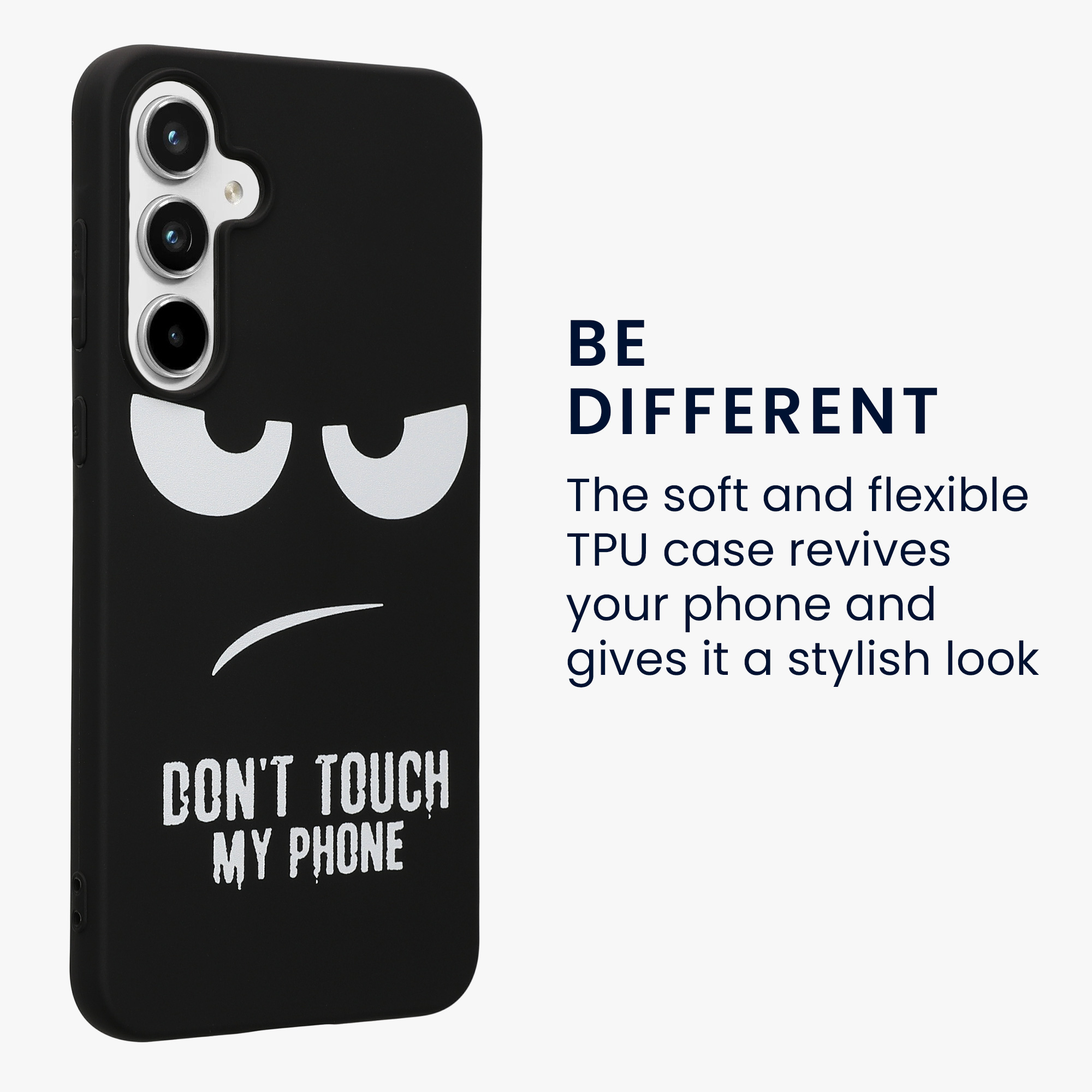 Kryt na mobil Samsung Galaxy A55 5G kwmobile motiv Don't Touch My Phone Don't Touch My Phone - bílá / černá