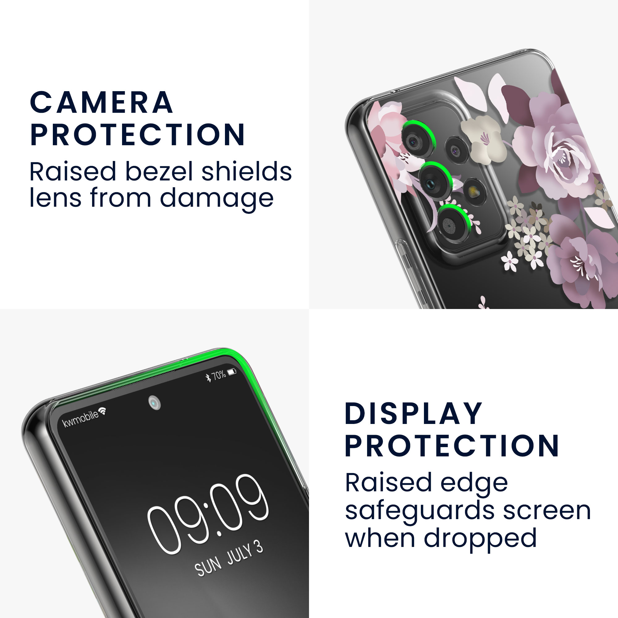 Průhledný kryt na mobil Samsung Galaxy A53 5G kwmobile motiv Flower Bouquets Flower Bouquets - pastelová fialová / transparentní