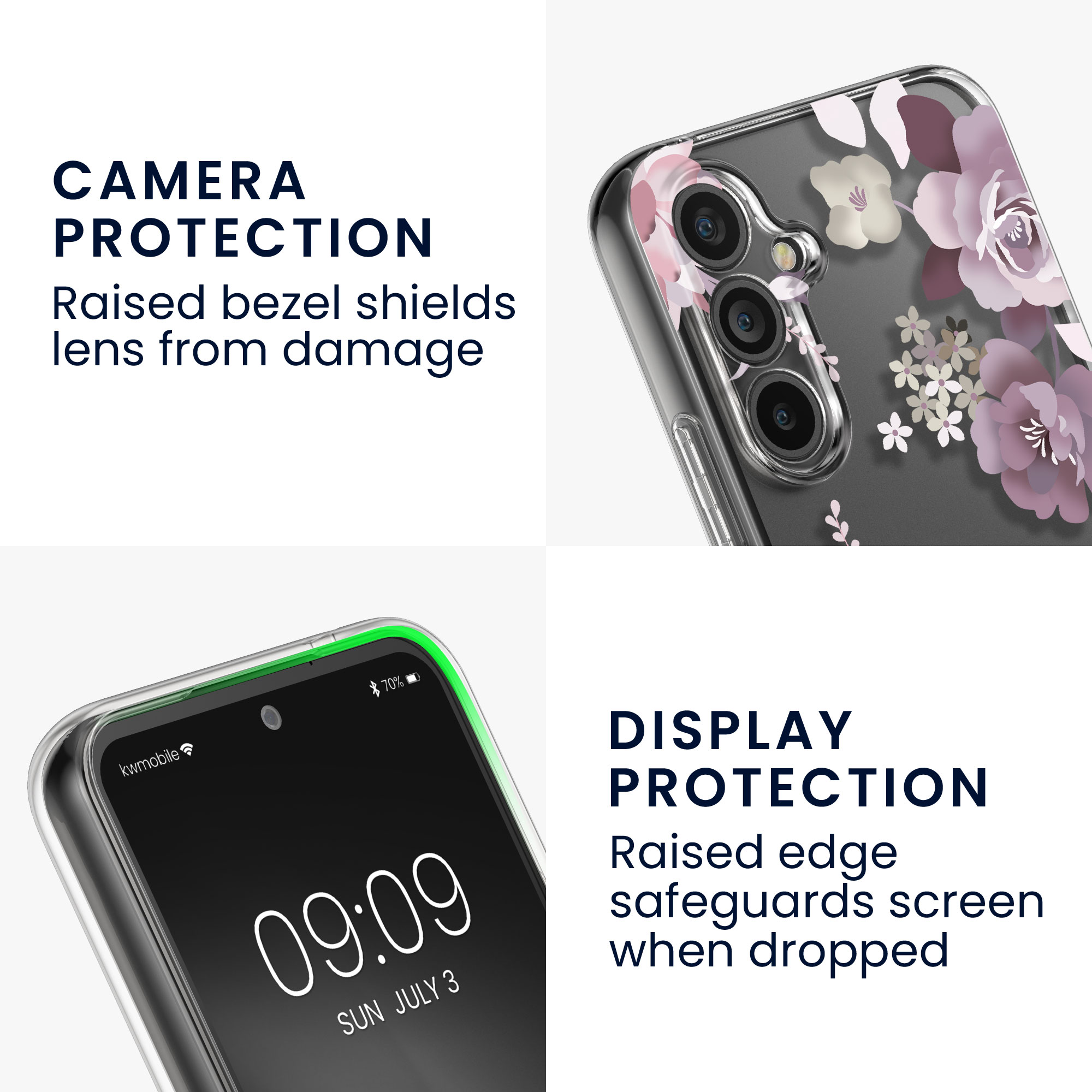 Průhledný kryt na mobil Samsung Galaxy A54 5G kwmobile motiv Flower Bouquets Flower Bouquets - pastelová fialová / transparentní