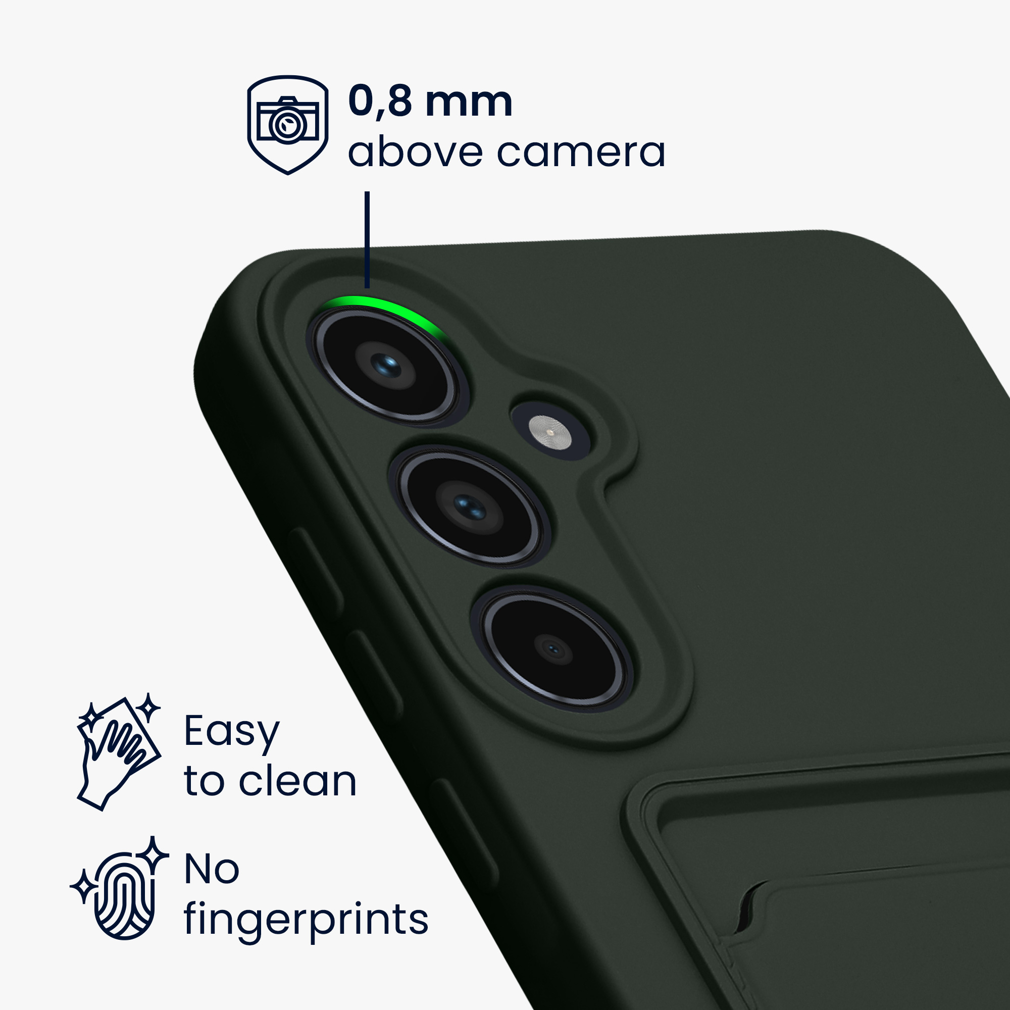 Kryt na mobil Samsung Galaxy A55 5G kwmobile TPU s přihrádkou na kartu Tmavě zelená