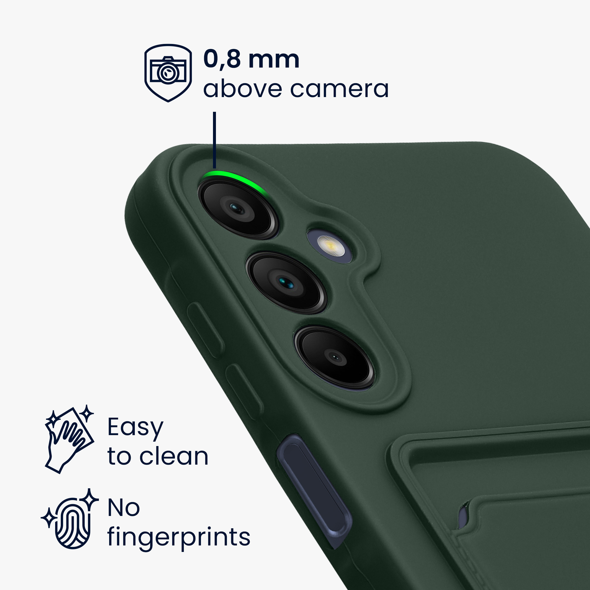Kryt na mobil Samsung Galaxy A15 5G kwmobile TPU s přihrádkou na kartu Tmavě zelená