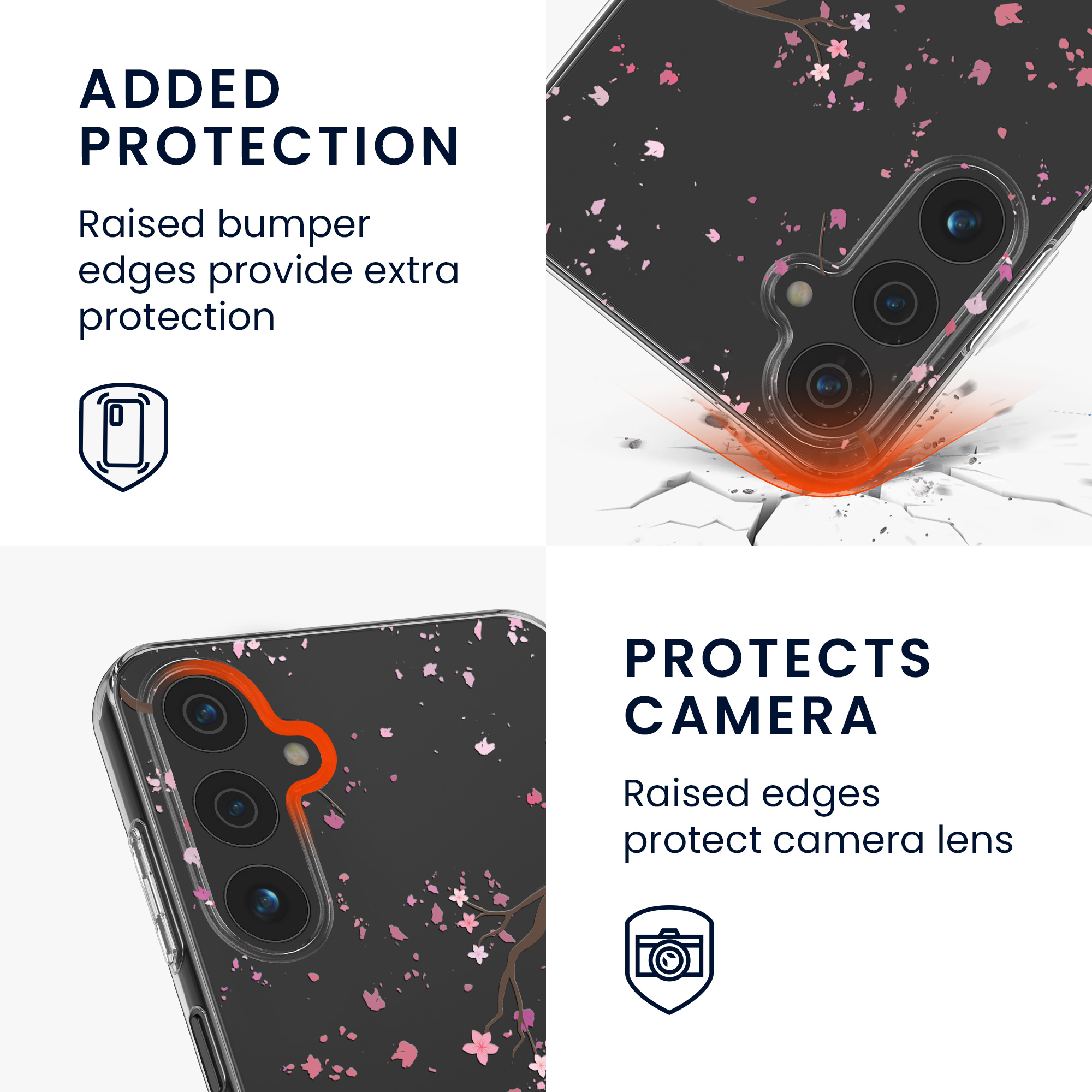 Kryt na mobil Samsung Galaxy A16 5G kwmobile motiv Cherry Blossoms Cherry Blossoms - růžová / tmavě hnědá / transparentní
