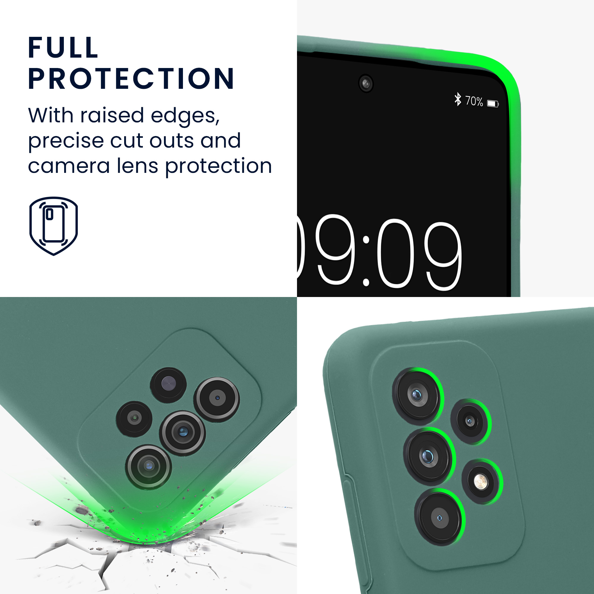 Pouzdro pro Samsung Galaxy A52 / A52 5G / A52s 5G kwmobile tenké Soft Touch silikonové - lesní zelená