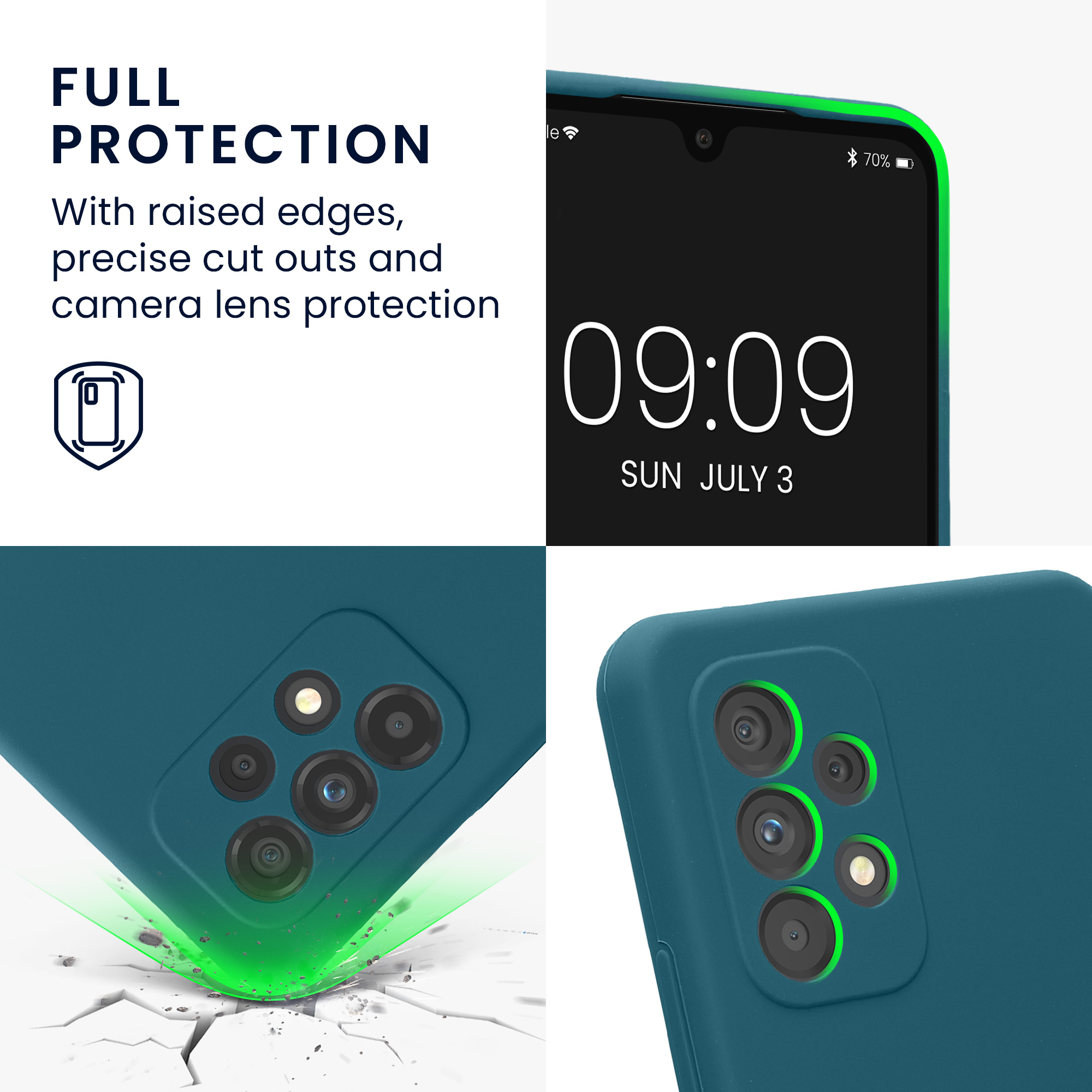 Kryt na mobil Samsung Galaxy A53 5G kwmobile slim matný TPU Matná petrolejová