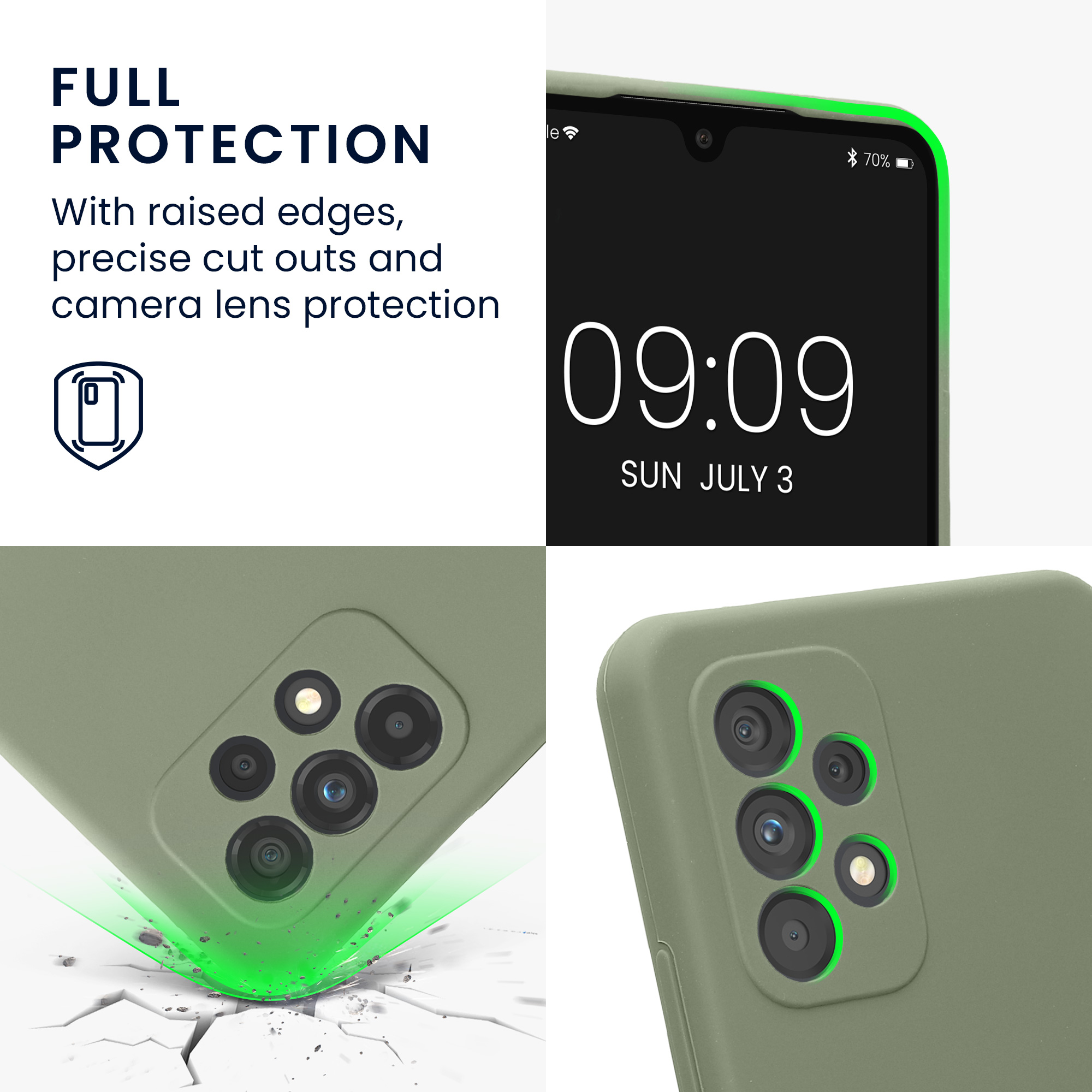 Pouzdro pro Samsung Galaxy A53 5G kwmobile tenké Soft Touch silikonové - šedozelená