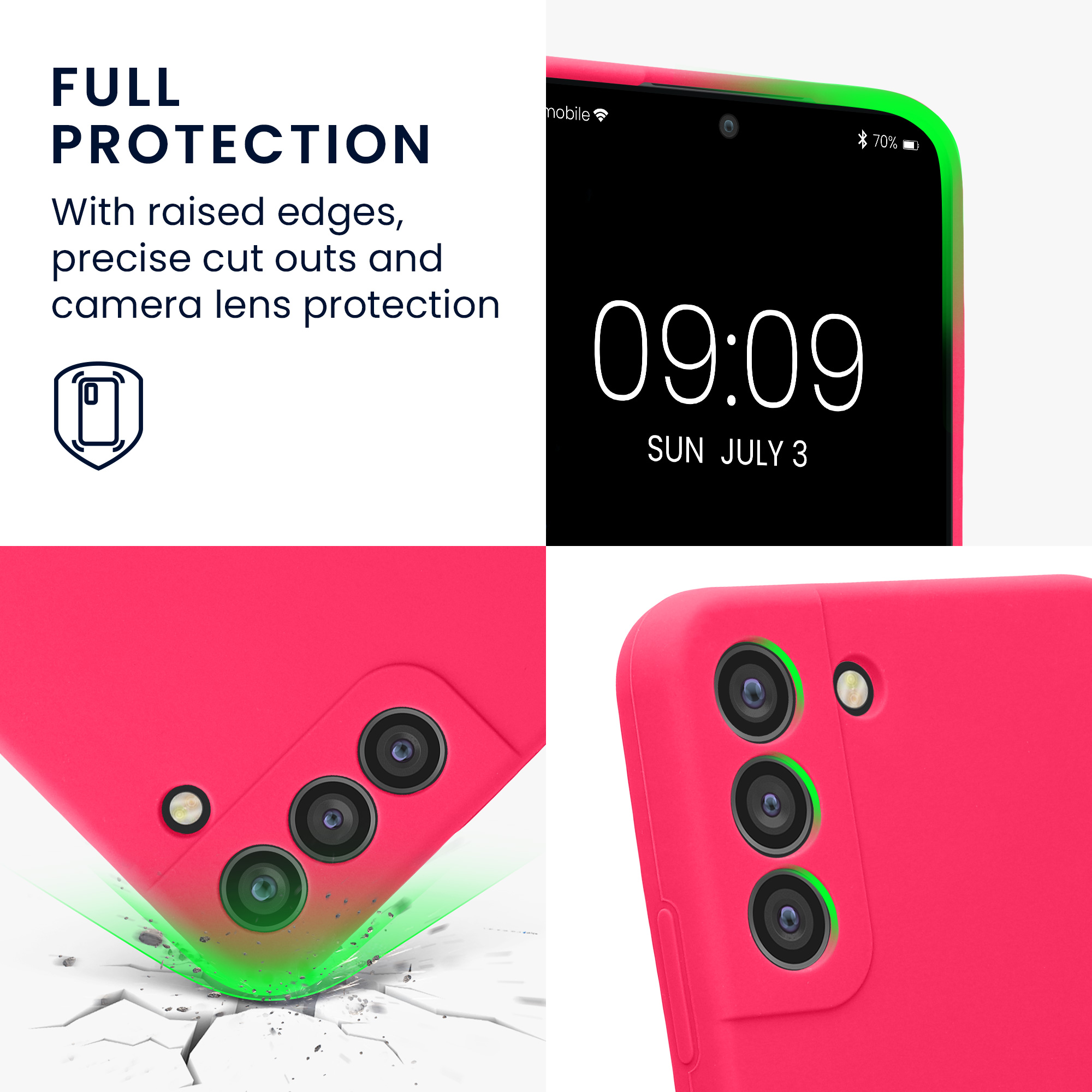 Kryt na mobil Galaxy S22 Plus kwmobile Soft Touch neonově růžová