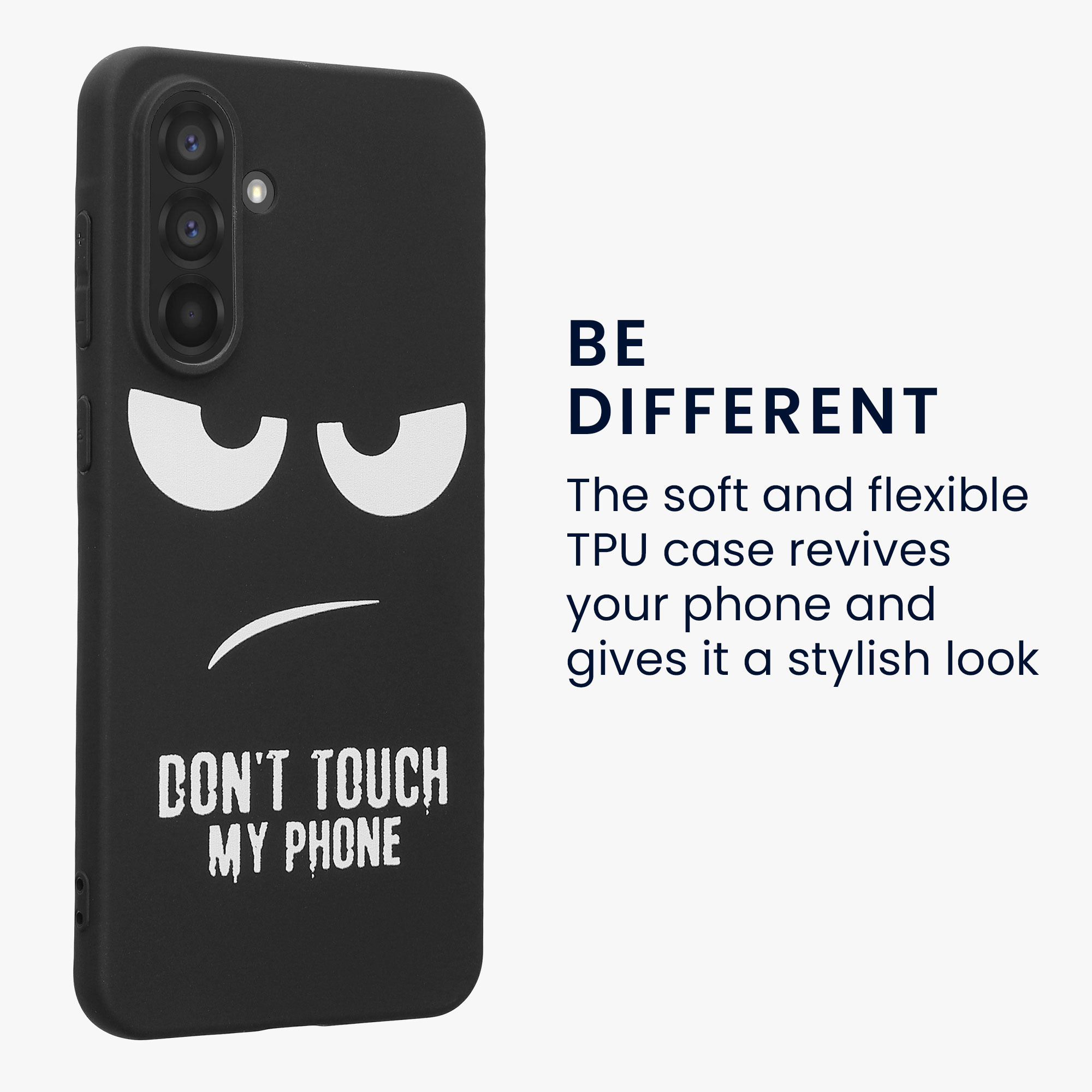 Kryt na mobil Samsung Galaxy A56 5G kwmobile motiv Don't Touch My Phone Don't Touch My Phone - bílá / černá