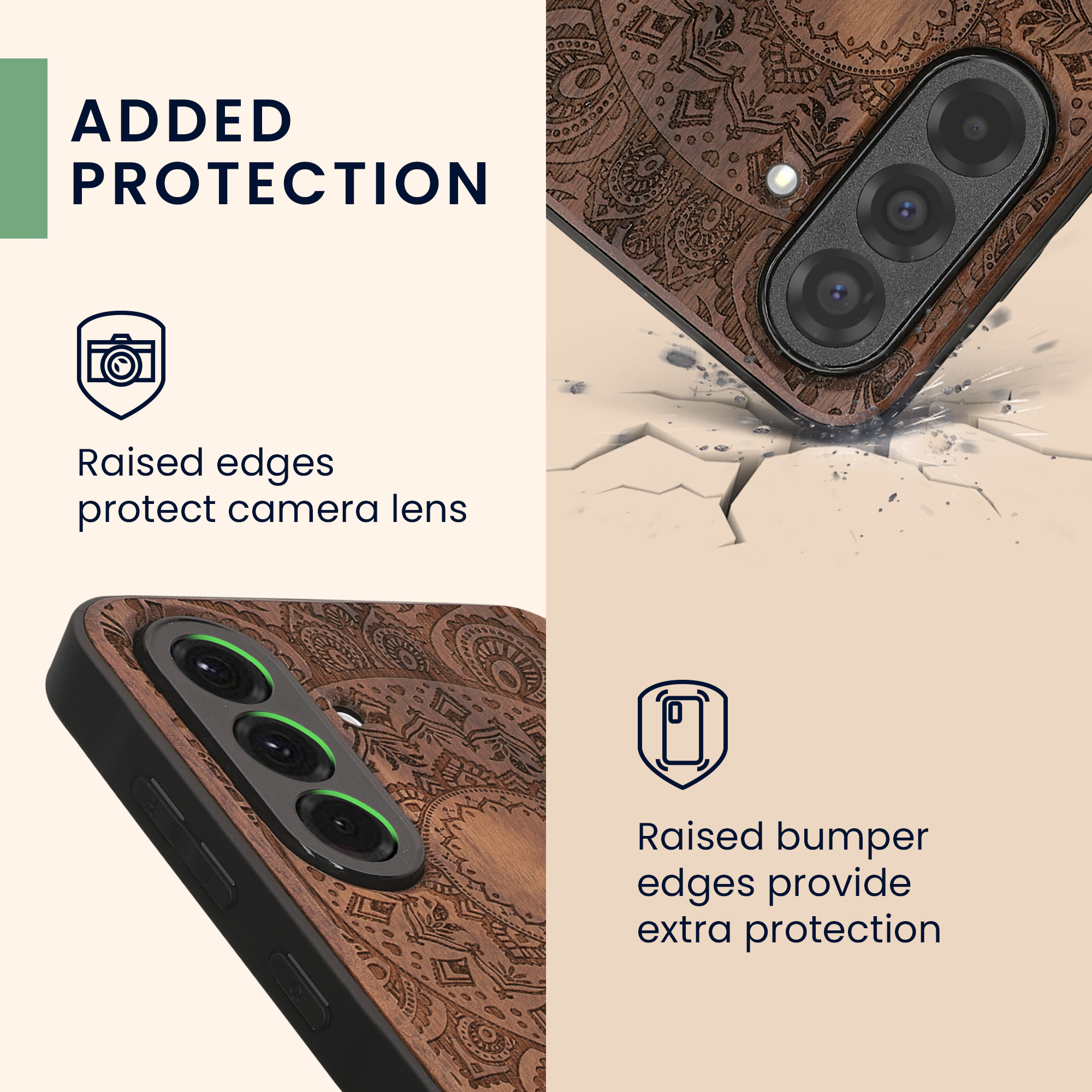 Dřevěný kryt na mobil Samsung Galaxy A36 5G kwmobile TPU rámeček Tmavě hnědá