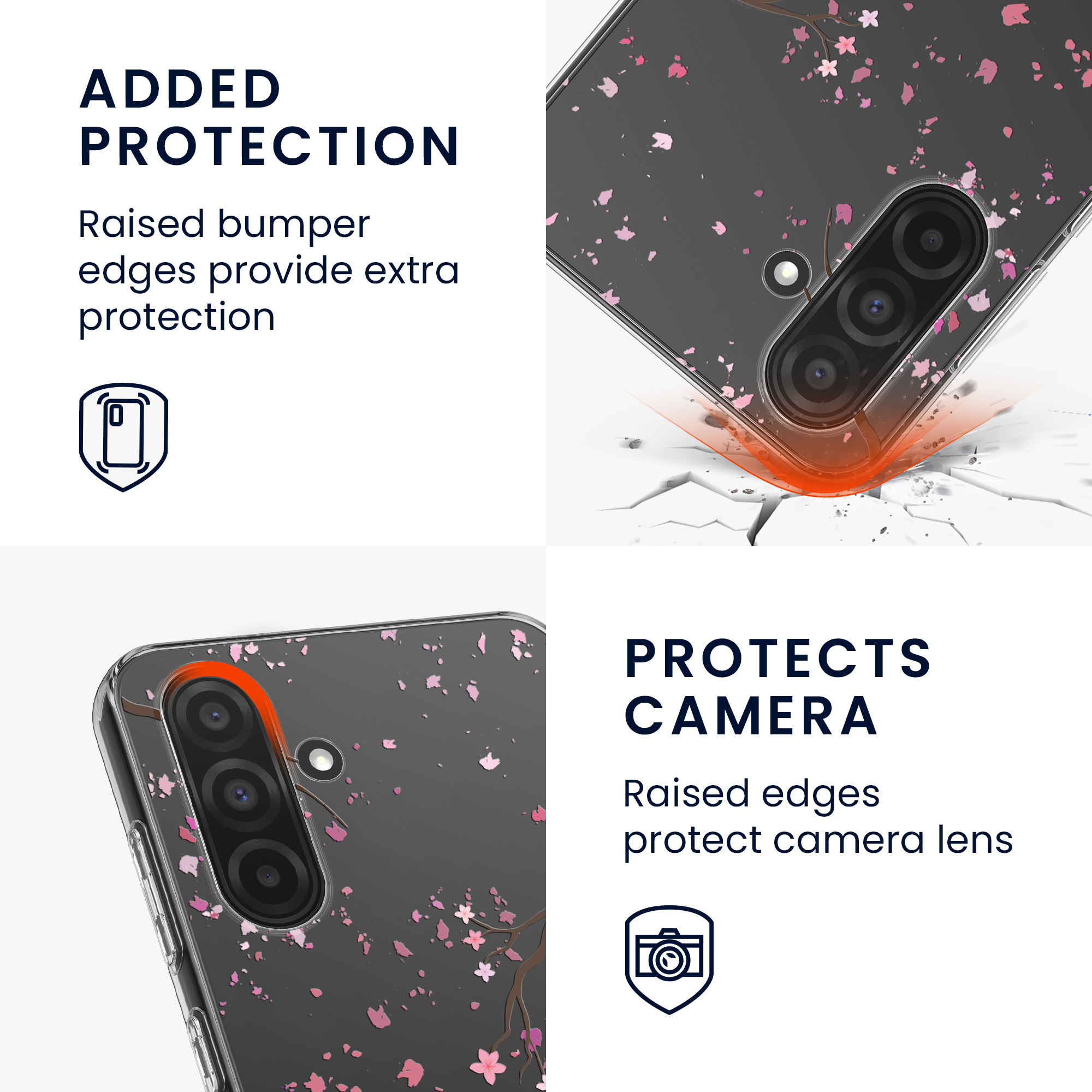 Průhledný kryt na mobil Samsung Galaxy A36 5G kwmobile motiv Cherry Blossoms Cherry Blossoms - růžová / tmavě hnědá / transparentní