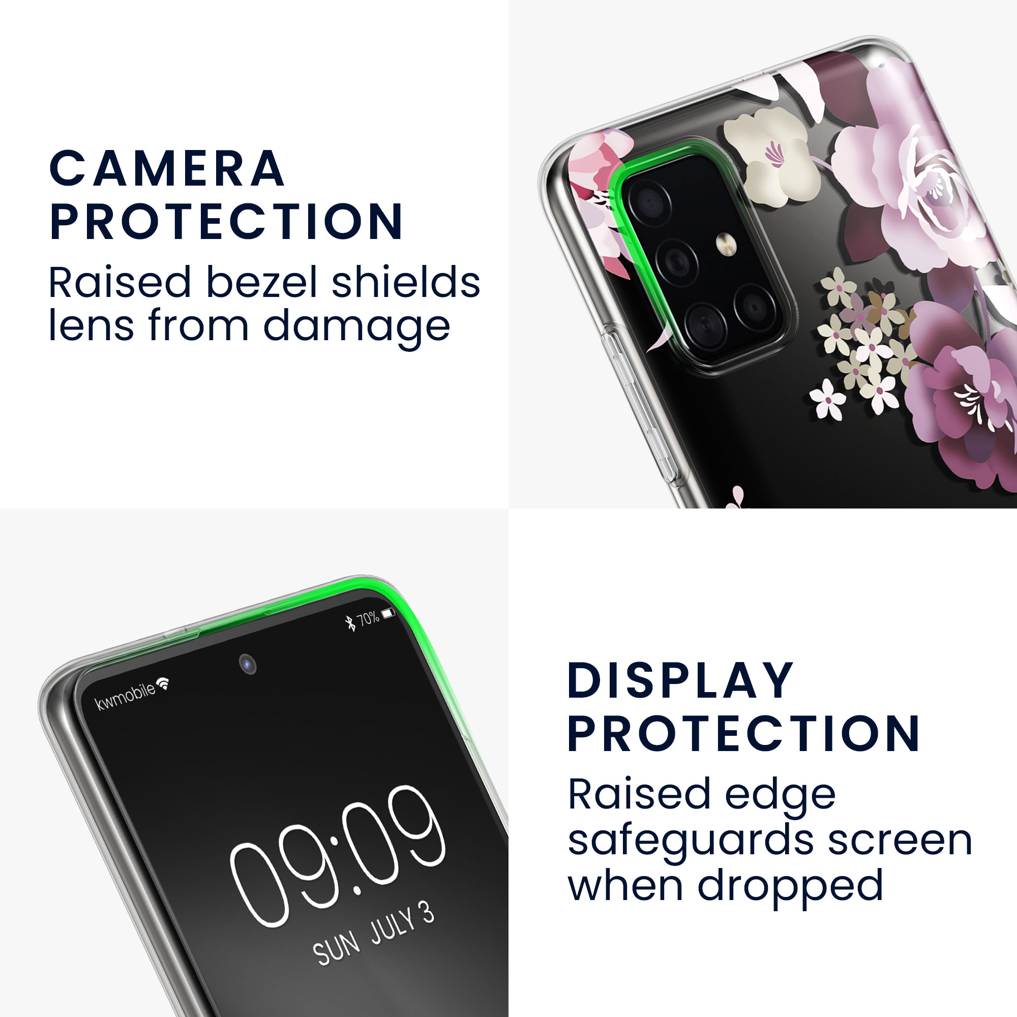 Průhledný kryt na mobil Samsung Galaxy A51 kwmobile motiv Flower Bouquets Flower Bouquets - pastelová fialová / transparentní