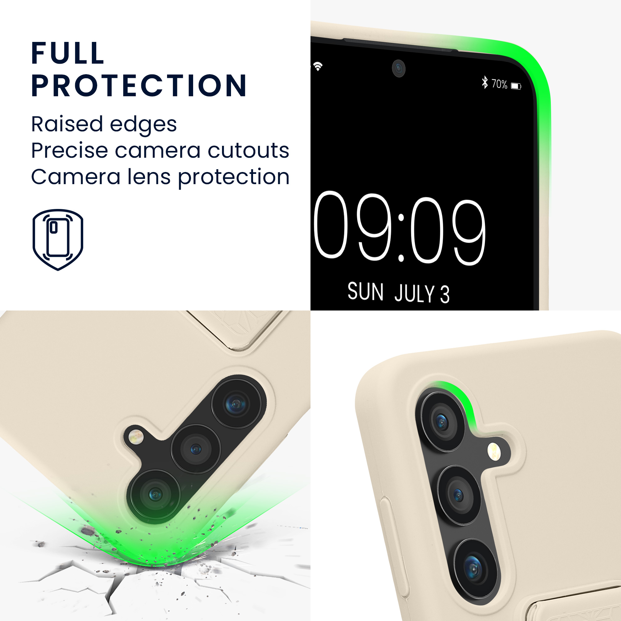 Pouzdro pro Samsung Galaxy S24 kwmobile se stojánkem s poutkem silikonové - krémová