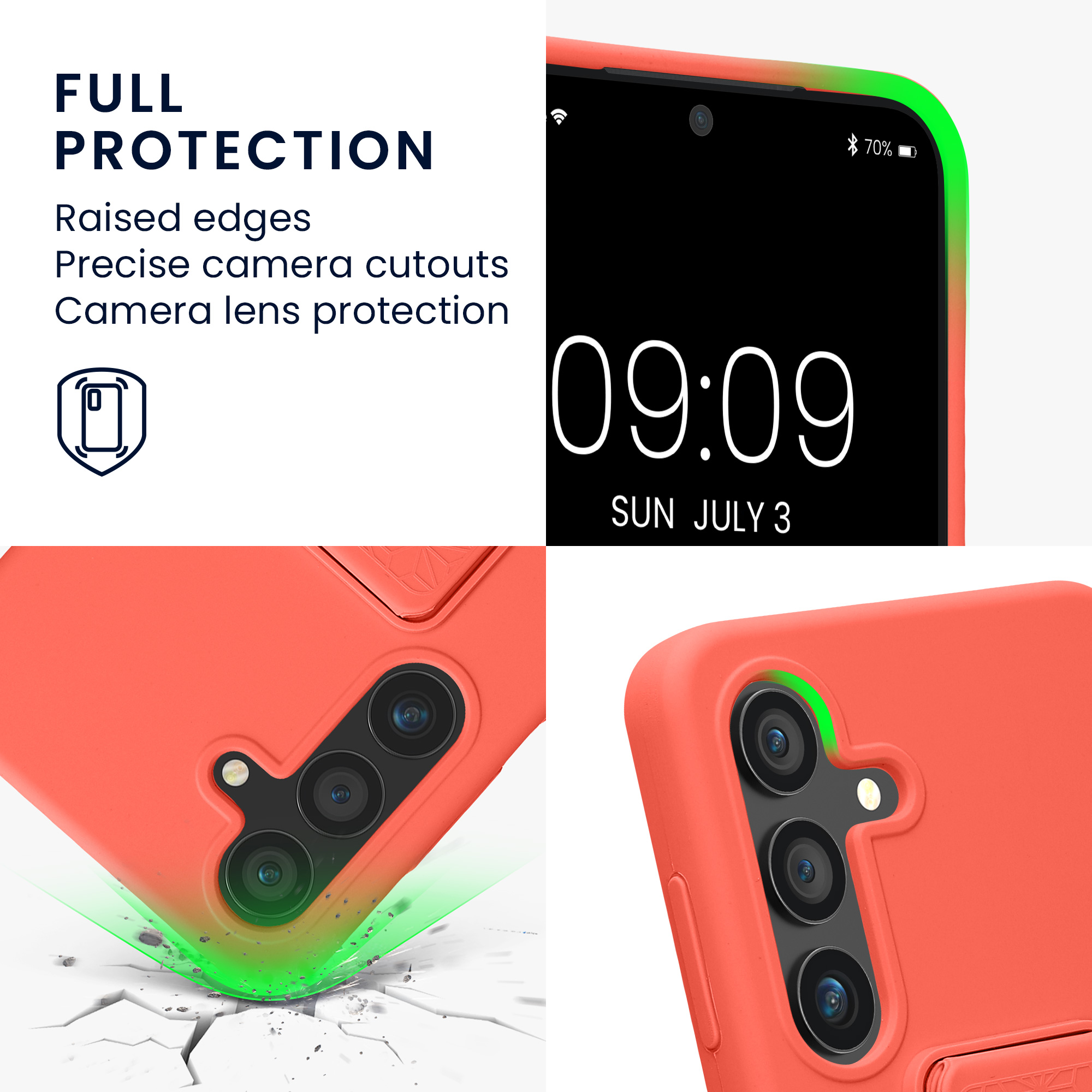 Pouzdro pro Samsung Galaxy S24 kwmobile se stojánkem s poutkem silikonové - korálová