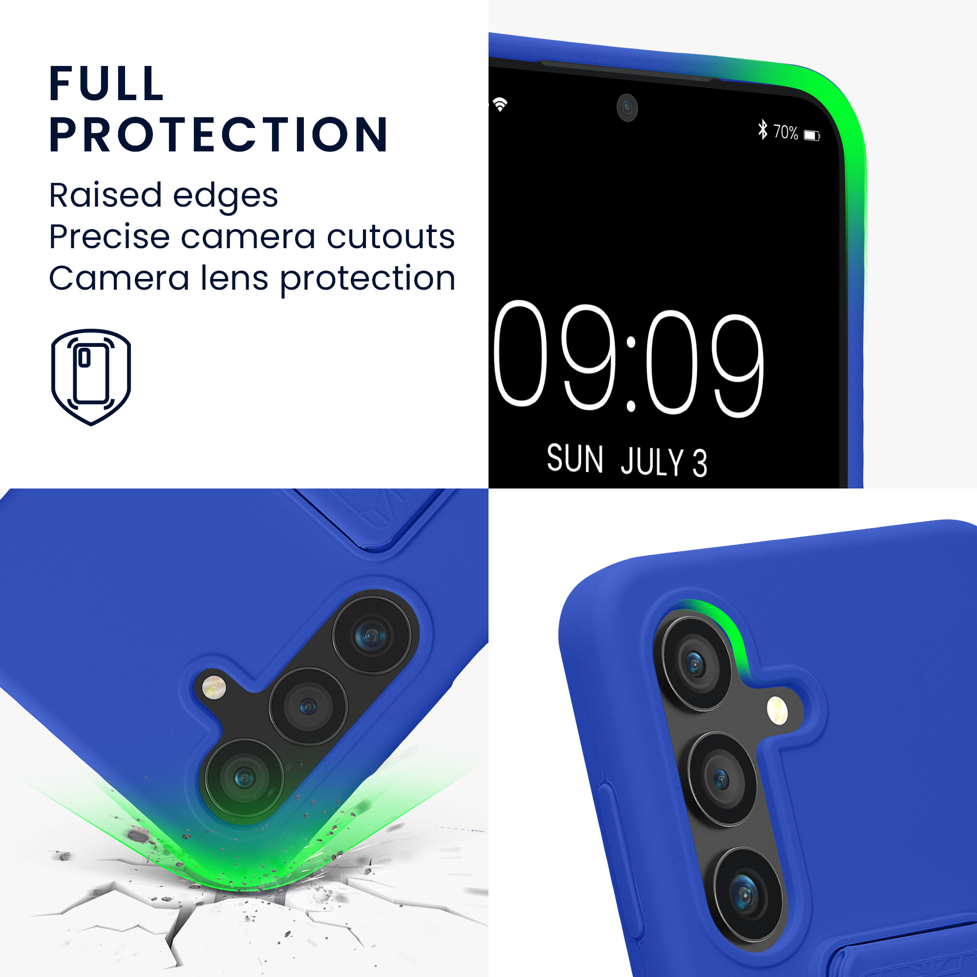 Pouzdro pro Samsung Galaxy S24 kwmobile se stojánkem s poutkem silikonové - baltská modrá