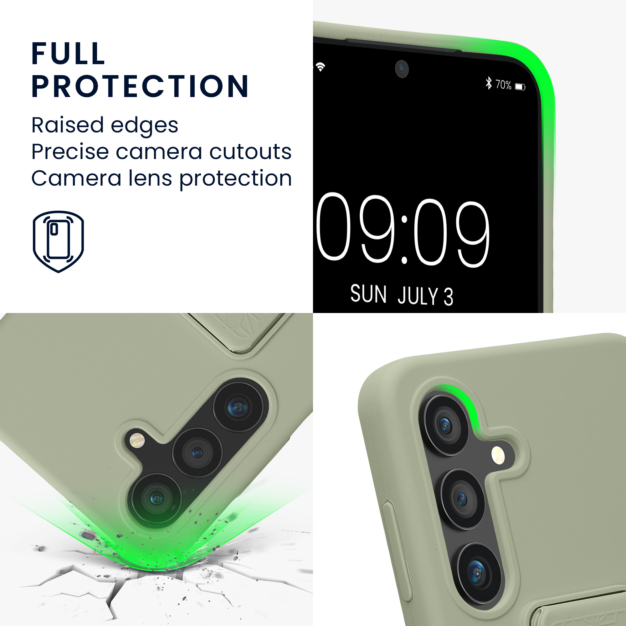 Pouzdro pro Samsung Galaxy S24 kwmobile se stojánkem s poutkem silikonové - šedozelená